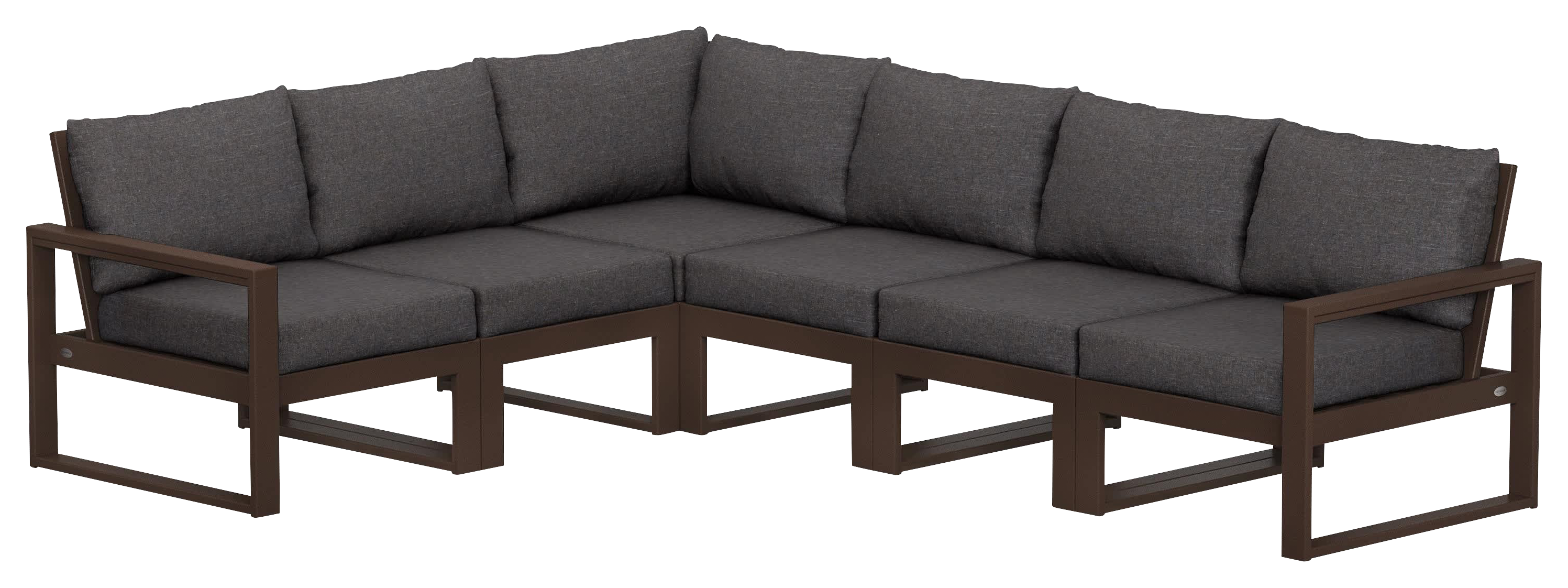 Image of POLYWOOD EDGE 6-Piece Modular Deep-Seating Set - Mahogany/Ash Charcoal