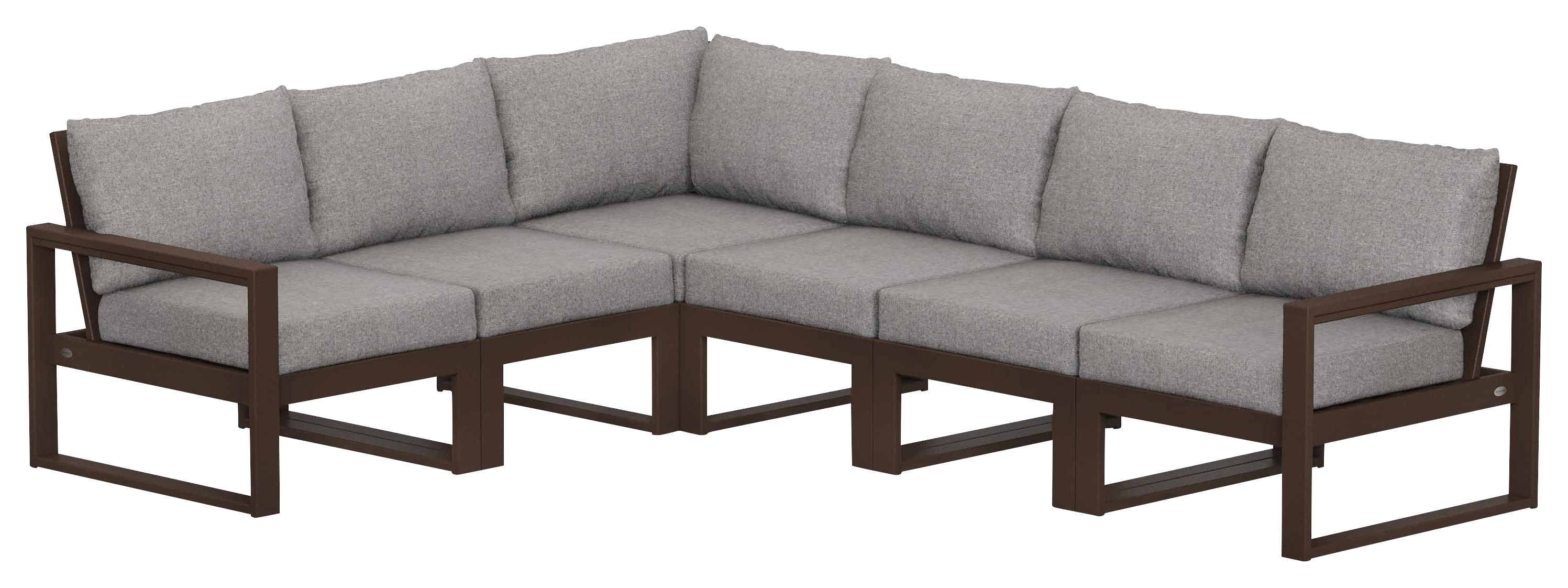 Image of POLYWOOD EDGE 6-Piece Modular Deep-Seating Set - Mahogany/Grey Mist