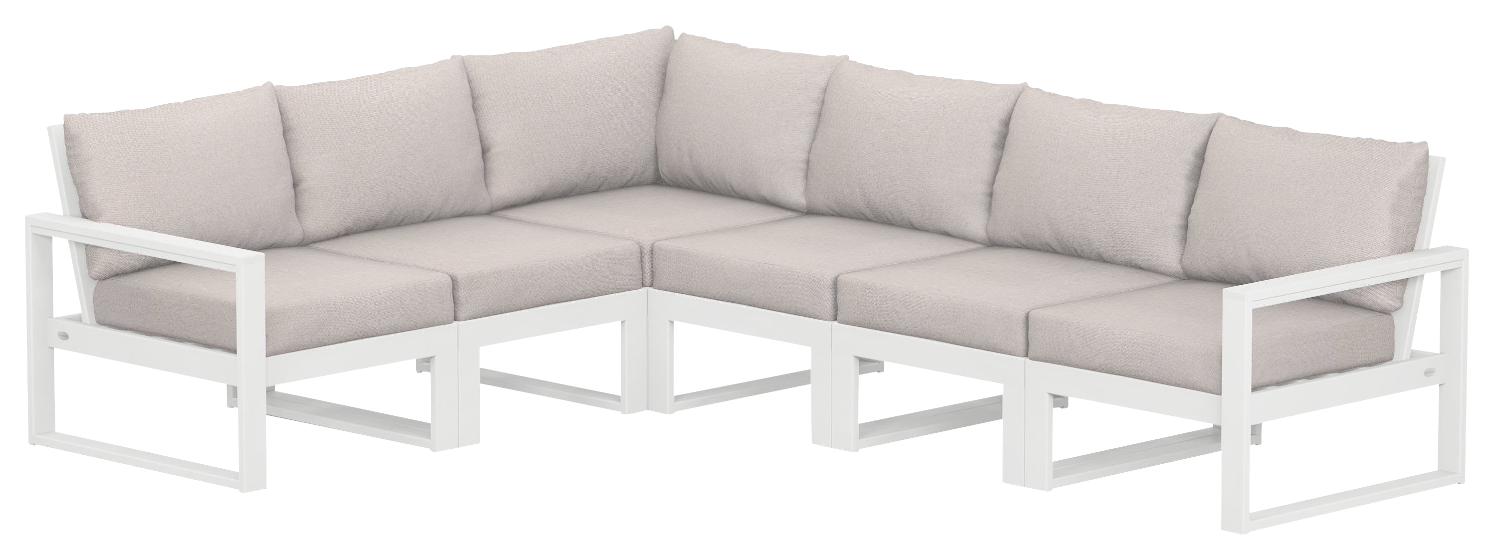 Image of POLYWOOD EDGE 6-Piece Modular Deep-Seating Set - White/Dune Burlap