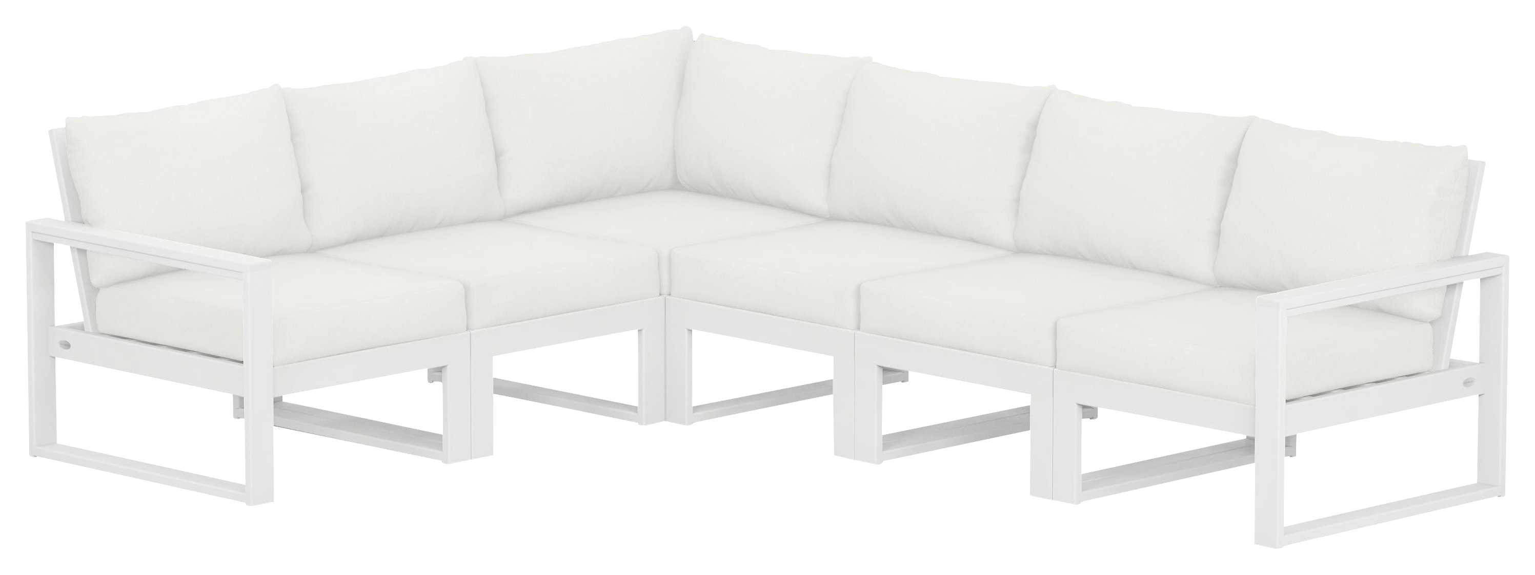 Image of POLYWOOD EDGE 6-Piece Modular Deep-Seating Set - White/Natural Linen