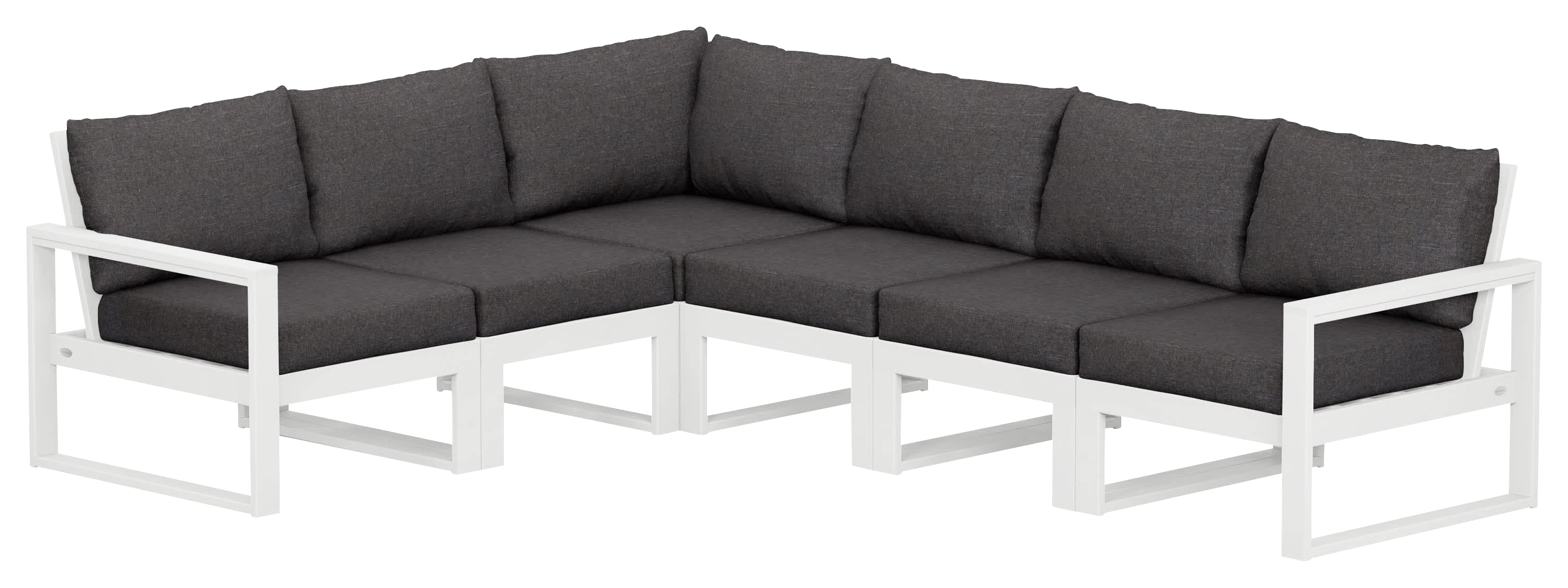 Image of POLYWOOD EDGE 6-Piece Modular Deep-Seating Set - White/Ash Charcoal