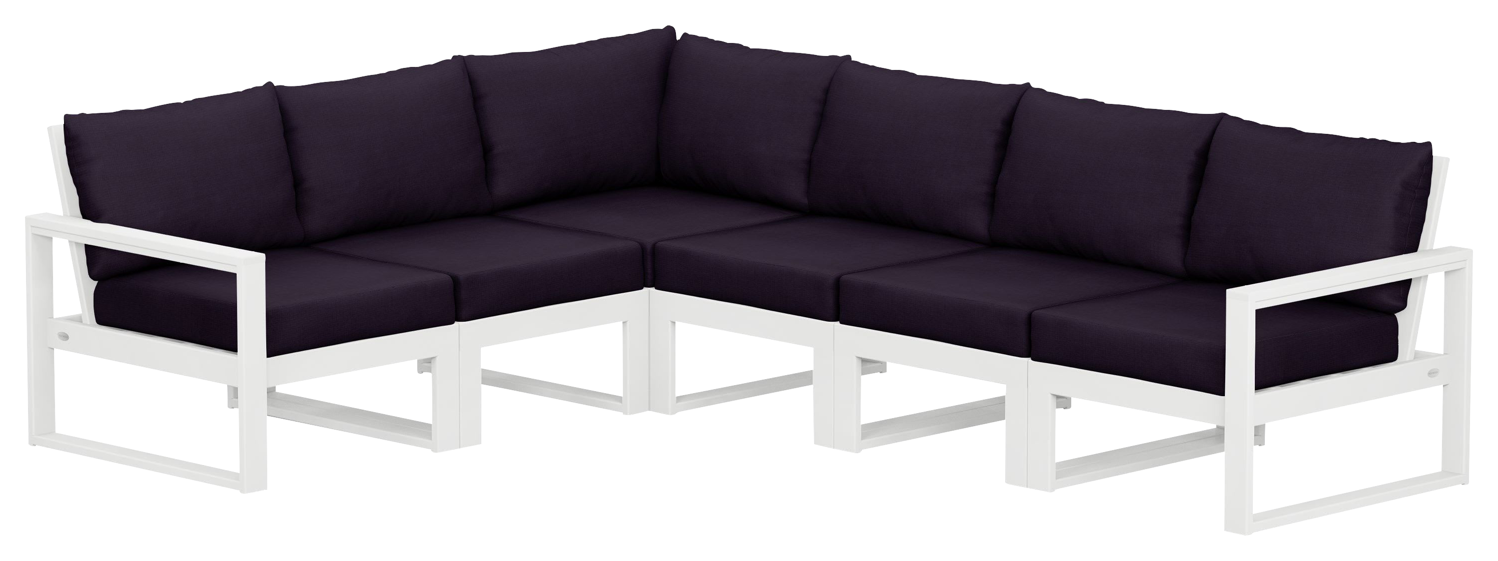 Image of POLYWOOD EDGE 6-Piece Modular Deep-Seating Set - White/Navy Linen