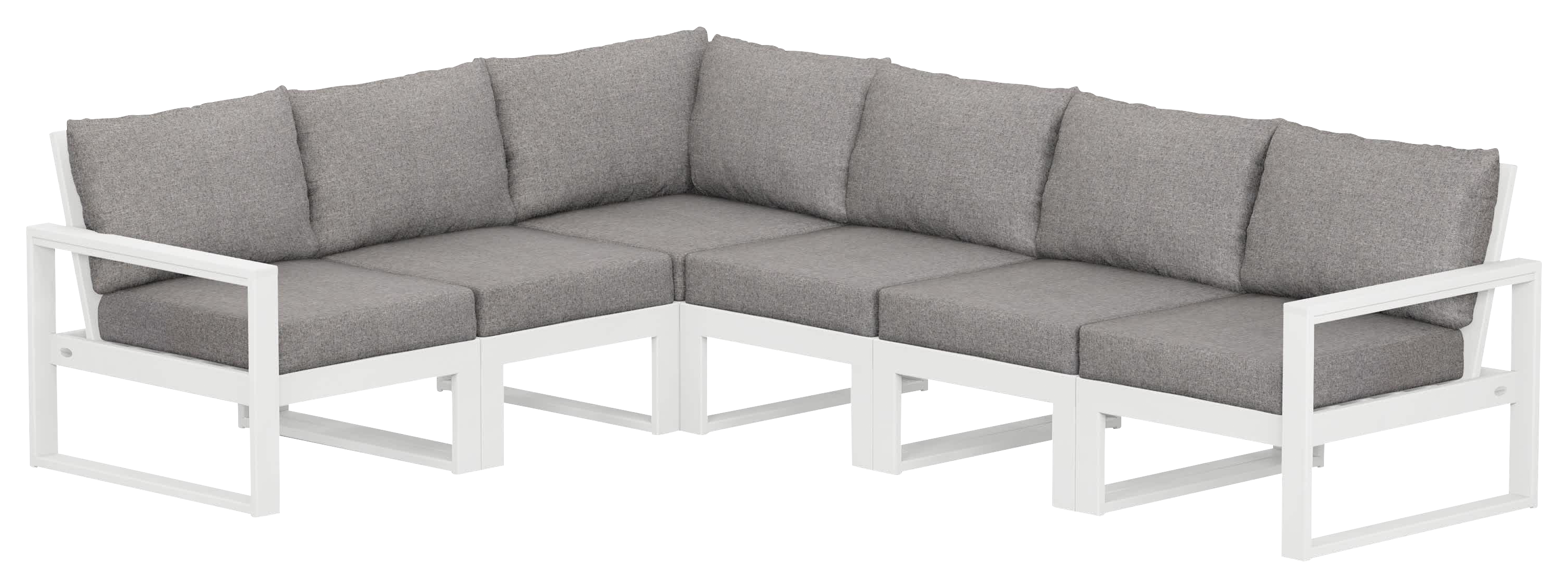 Image of POLYWOOD EDGE 6-Piece Modular Deep-Seating Set - White/Grey Mist