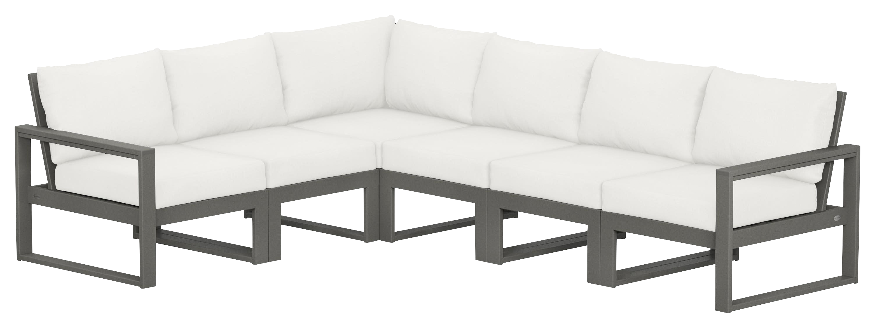 Image of POLYWOOD EDGE 6-Piece Modular Deep-Seating Set - Slate Grey/Natural Linen
