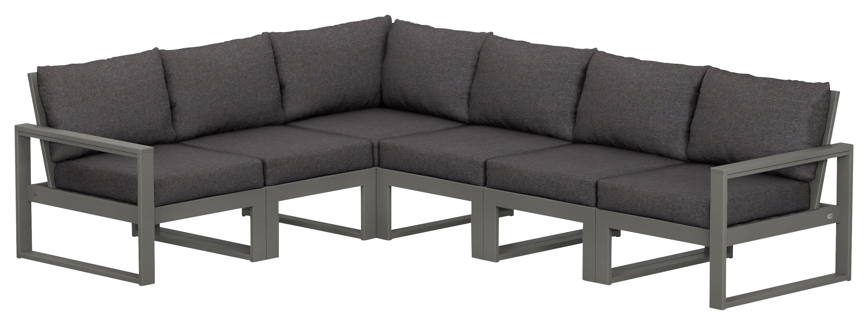 Image of POLYWOOD EDGE 6-Piece Modular Deep-Seating Set - Slate Grey/Ash Charcoal