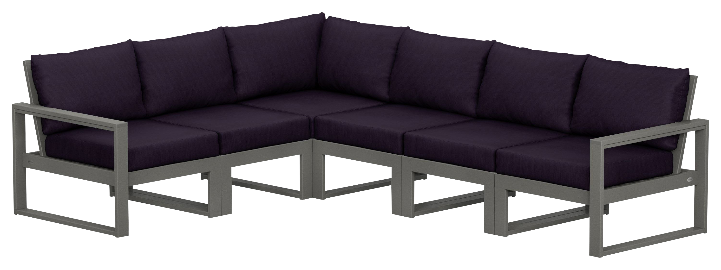 Image of POLYWOOD EDGE 6-Piece Modular Deep-Seating Set - Slate Grey/Navy Linen