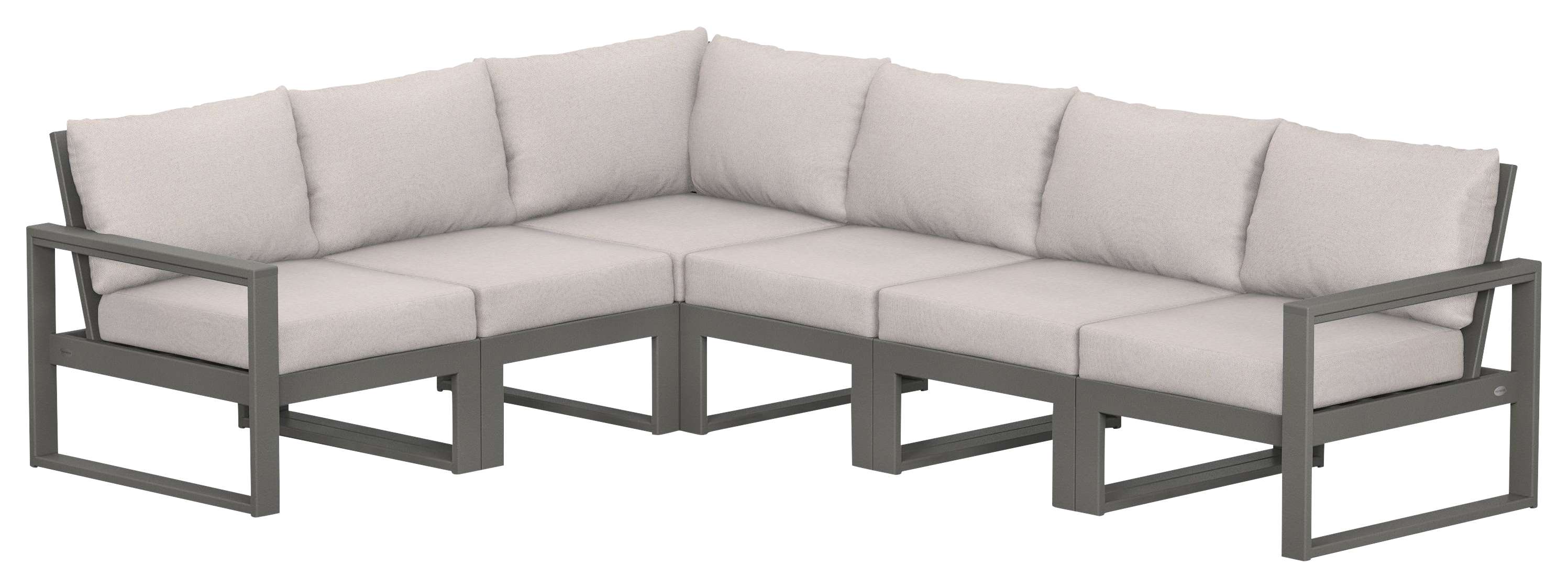 Image of POLYWOOD EDGE 6-Piece Modular Deep-Seating Set - Slate/Dune Burlap