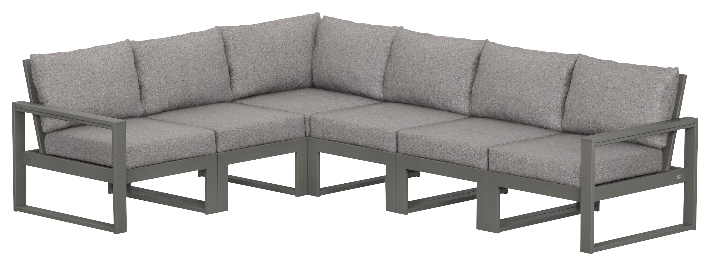 Image of POLYWOOD EDGE 6-Piece Modular Deep-Seating Set - Slate Grey/Grey Mist