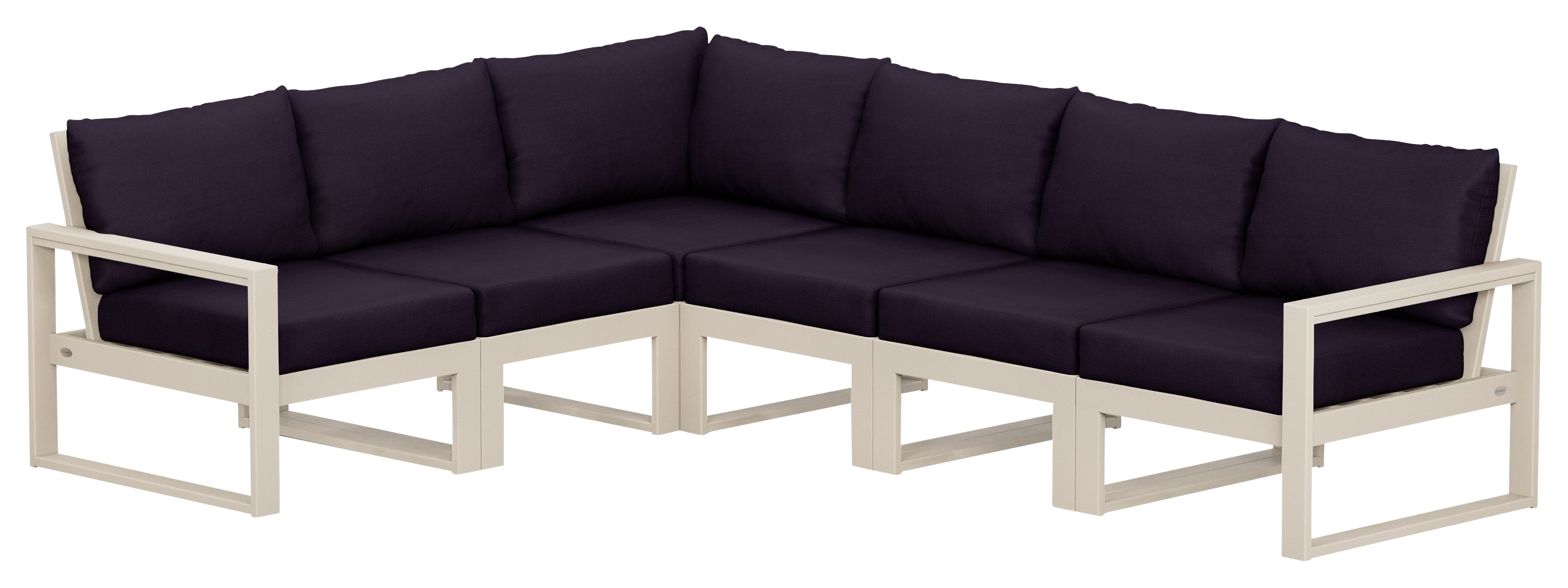 Image of POLYWOOD EDGE 6-Piece Modular Deep-Seating Set - Sand/Navy Linen