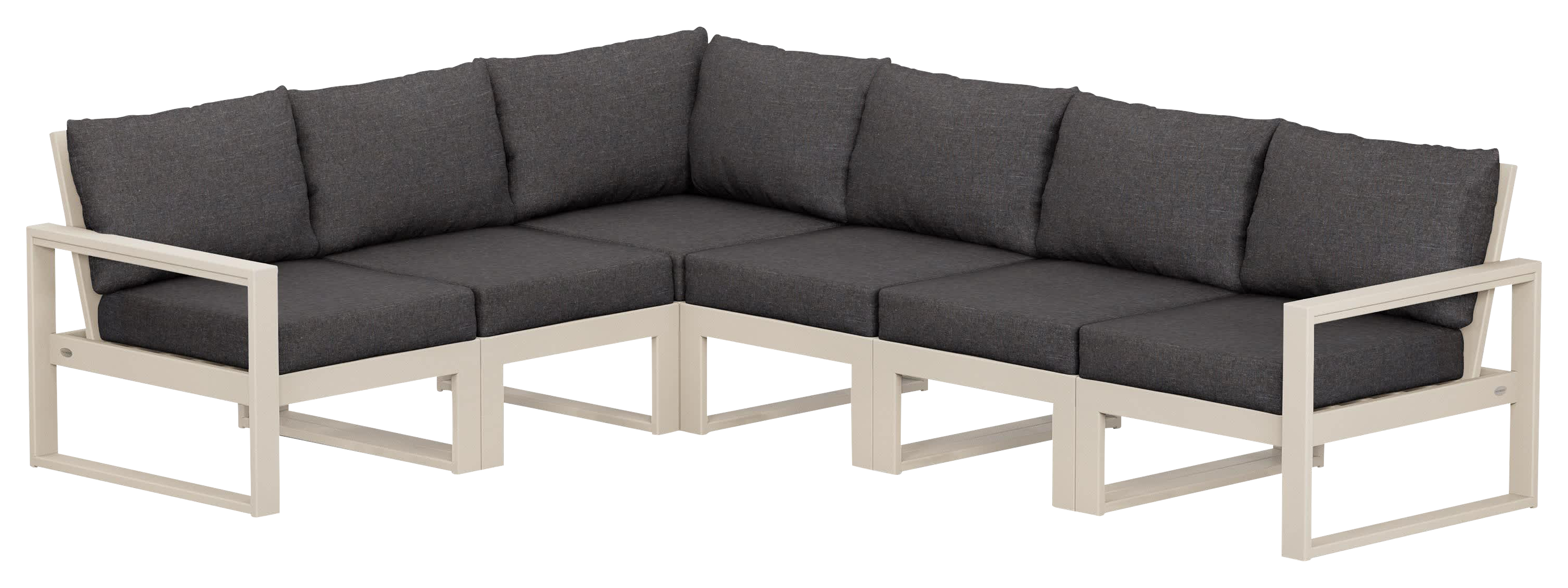 Image of POLYWOOD EDGE 6-Piece Modular Deep-Seating Set - Sand/Ash Charcoal