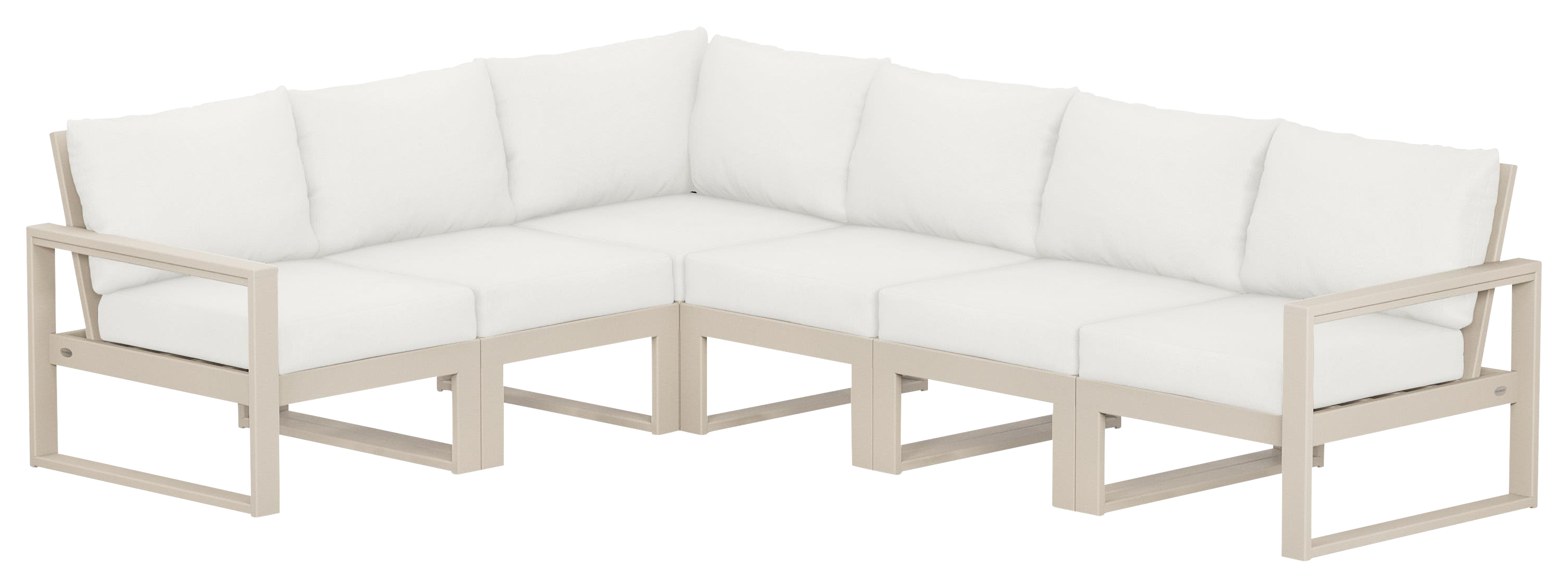 Image of POLYWOOD EDGE 6-Piece Modular Deep-Seating Set - Sand/Natural Linen