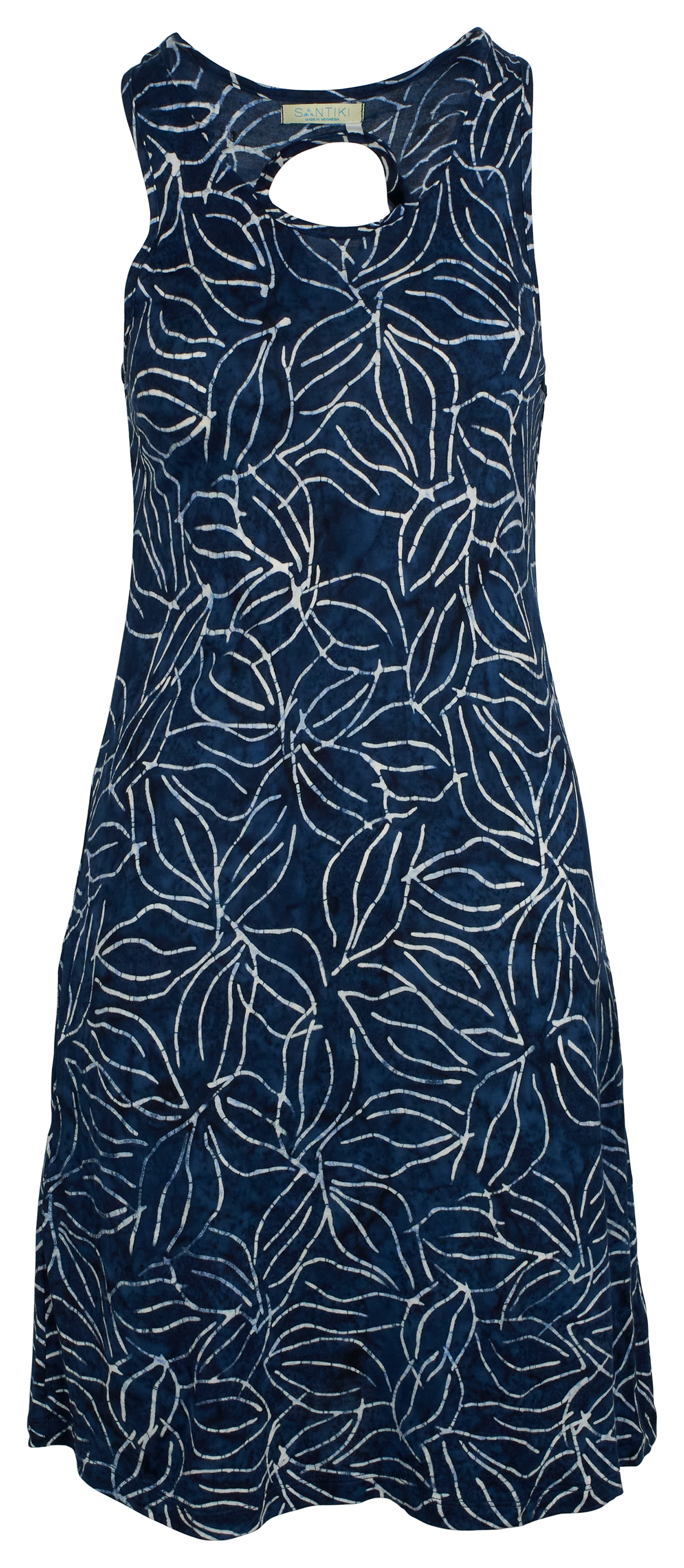 Image of Santiki Cutout Sleeveless Demi Dress for Ladies - Navy Leaf - M