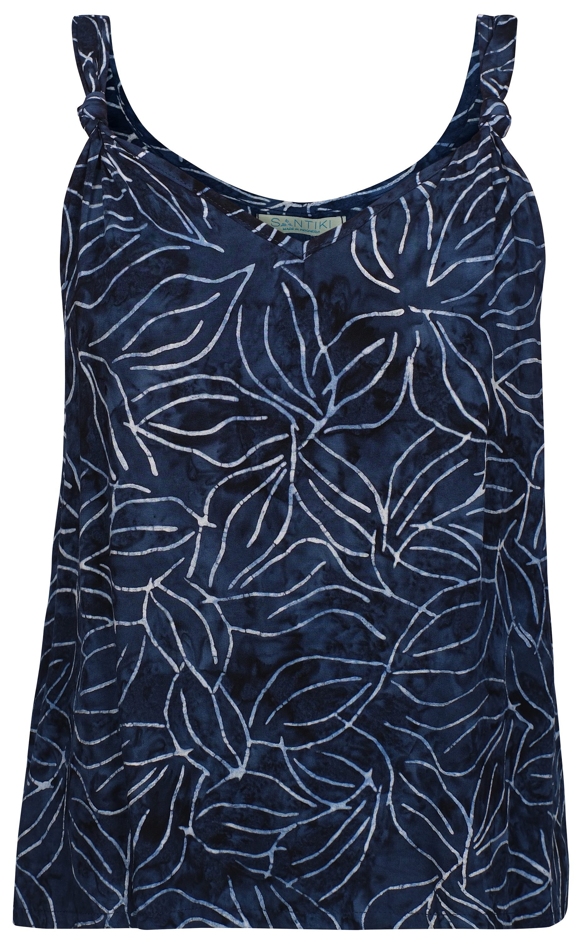 Image of Santiki Lyla Sleeveless Shirt for Ladies - Navy Leaf - M