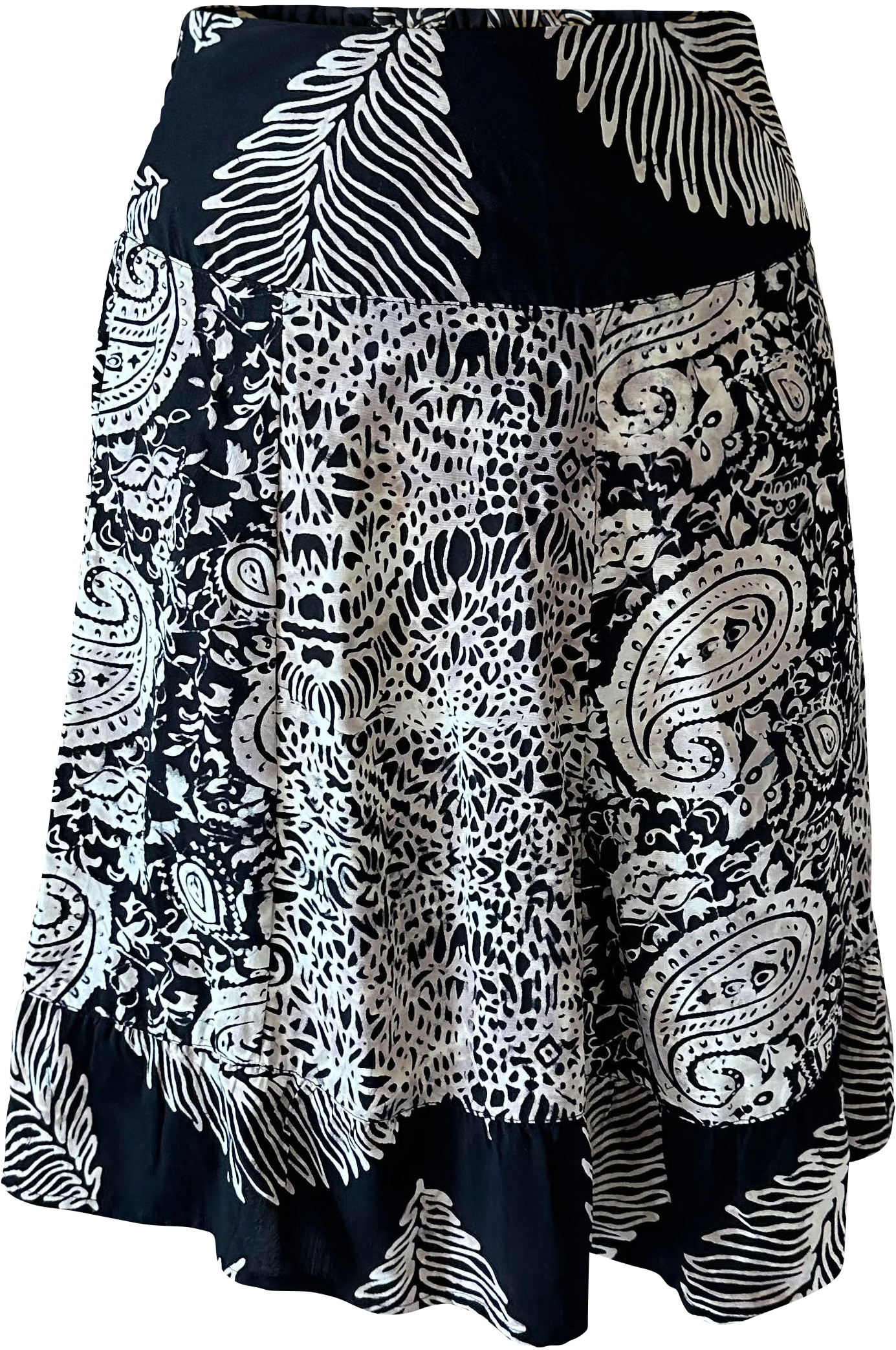 Image of Santiki Mel Skirt for Ladies - Black Tan Leaf - S