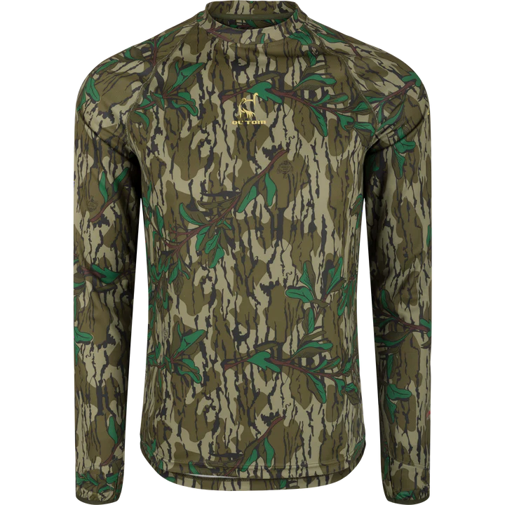 Image of Ol' Tom Early Bird Long Sleeve Performance Crew with Insect Repellent - Mossy Oak Greenleaf