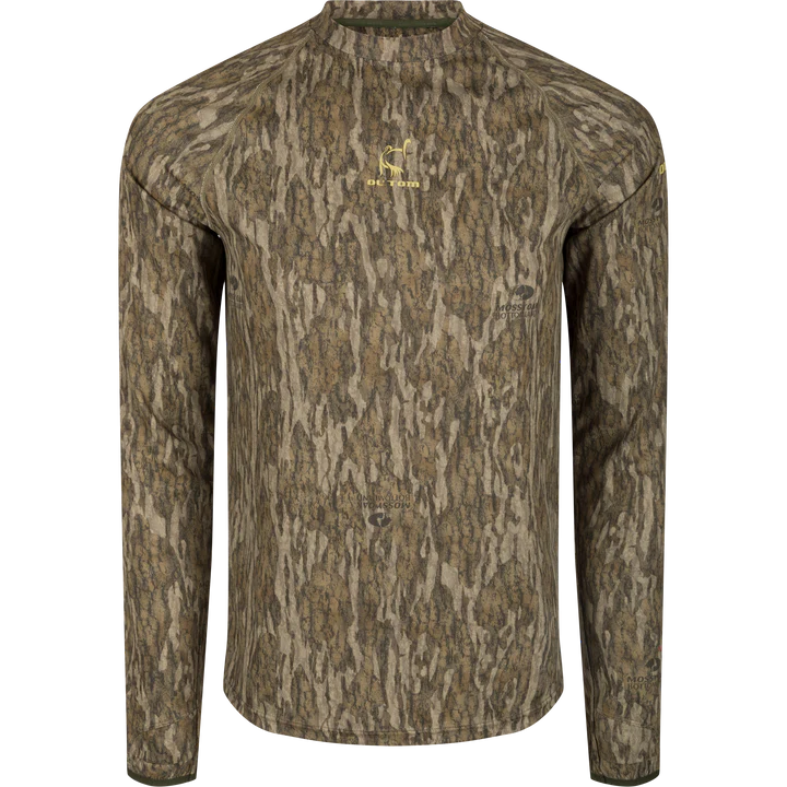 Image of Ol' Tom Early Bird Long Sleeve Performance Crew with Insect Repellent - Mossy Oak Bottomland