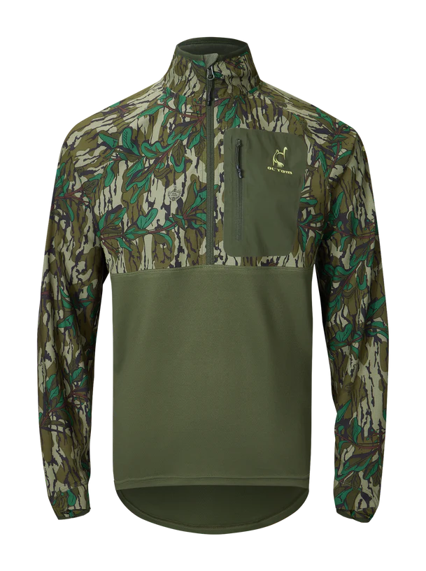 Image of Drake Waterfowl Eqwader Half-Zip Pullover for Men - Mossy Oak Greenleaf