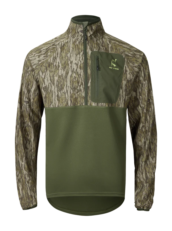 Image of Drake Waterfowl Eqwader Half-Zip Pullover for Men - Mossy Oak Bottomland