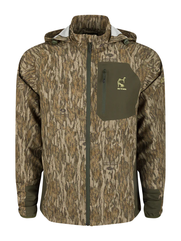 Image of Drake Waterfowl Rain Brake Lightweight Jacket for Men - Mossy Oak Bottomland - 2XL