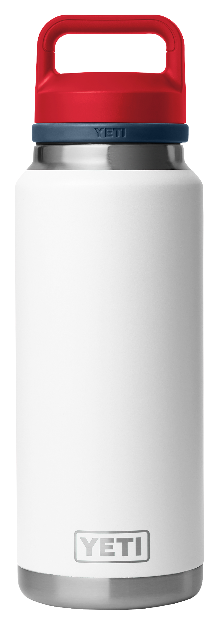 Image of YETI Rambler 36 oz. Bottle with Chug Cap - White/Navy/Rescue Red