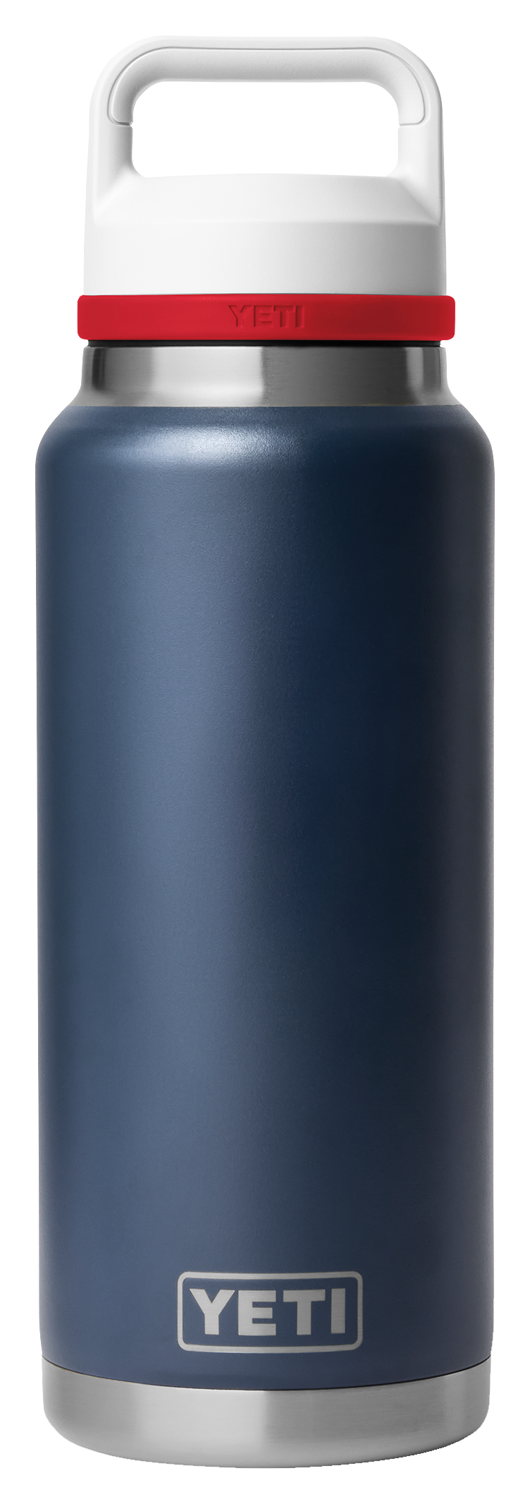 Image of YETI Rambler 36 oz. Bottle with Chug Cap - Navy/Rescue Red/White