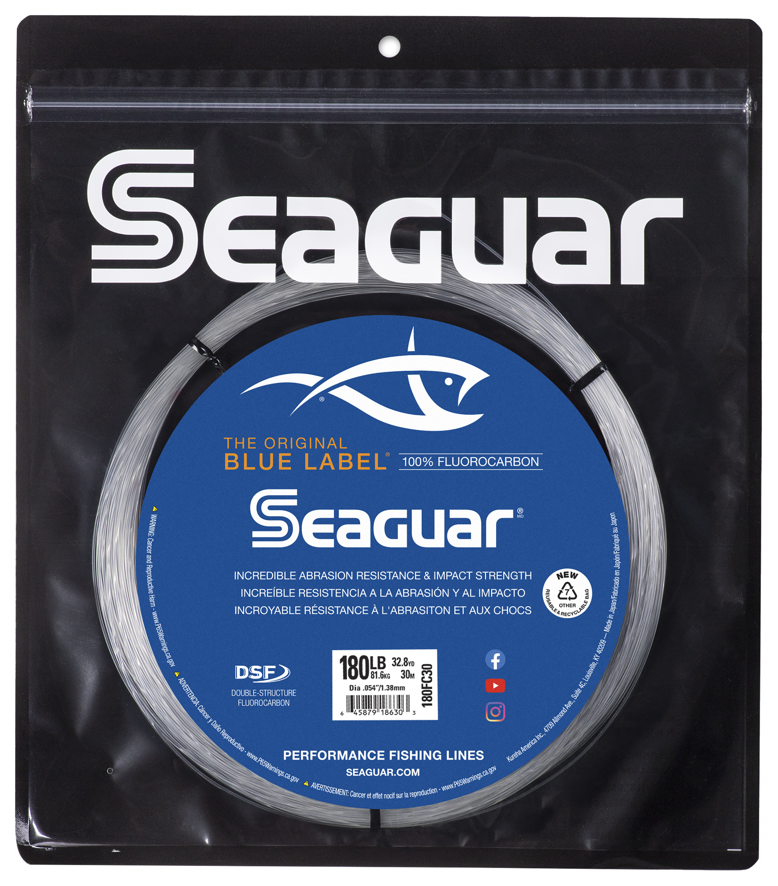 SEAGUAR Blue Label Fluorocarbon Leaders 30 Meter