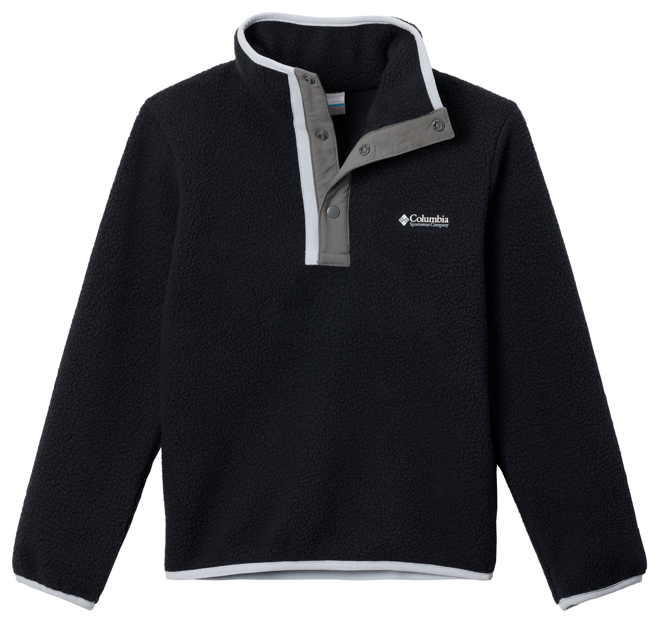 Image of Columbia Helvetia II Fleece Half-Snap Pullover for Kids - Black/City Grey - S