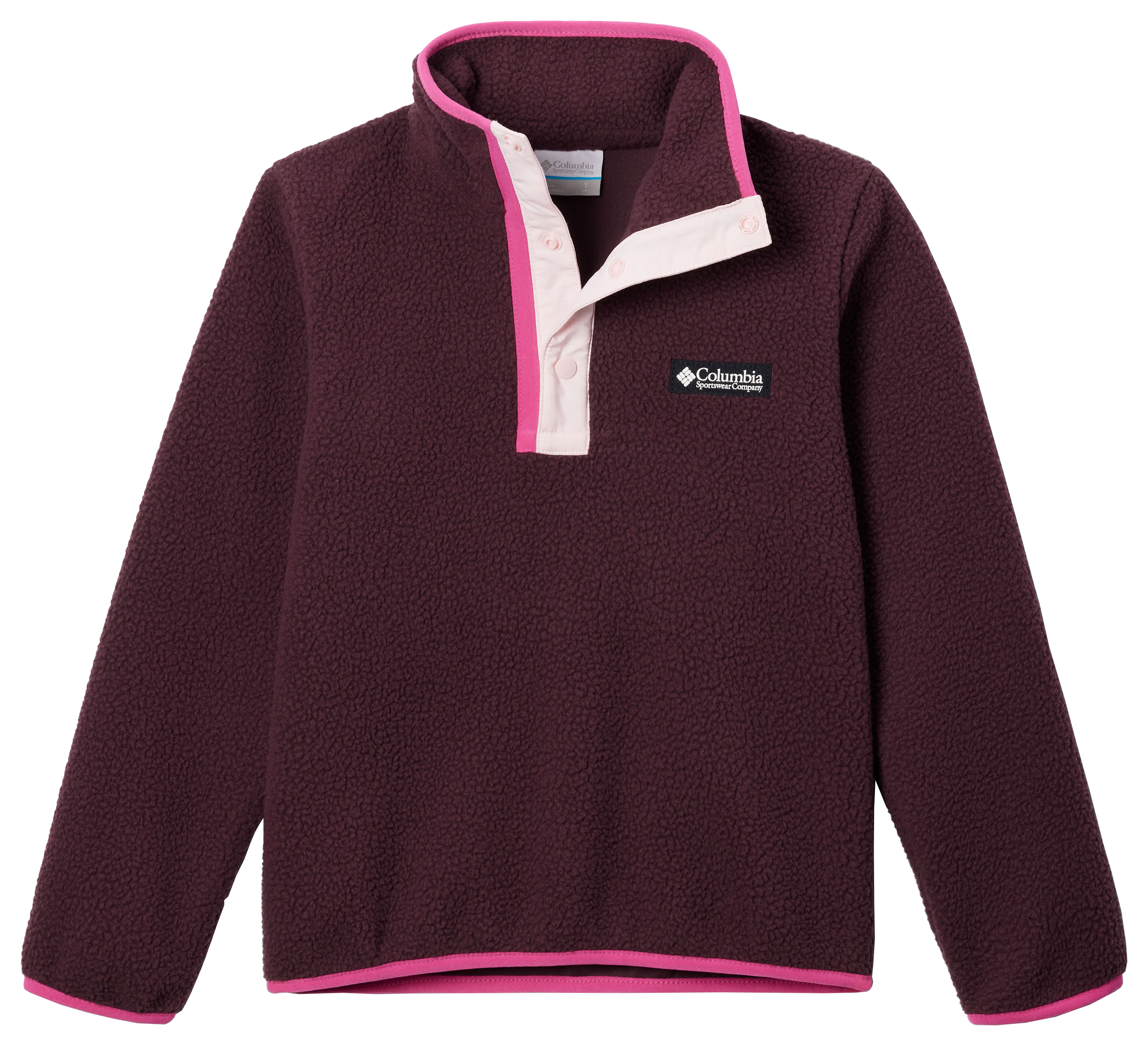 Image of Columbia Helvetia II Fleece Half-Snap Pullover for Kids - Moonvista/Satin Pink - XS