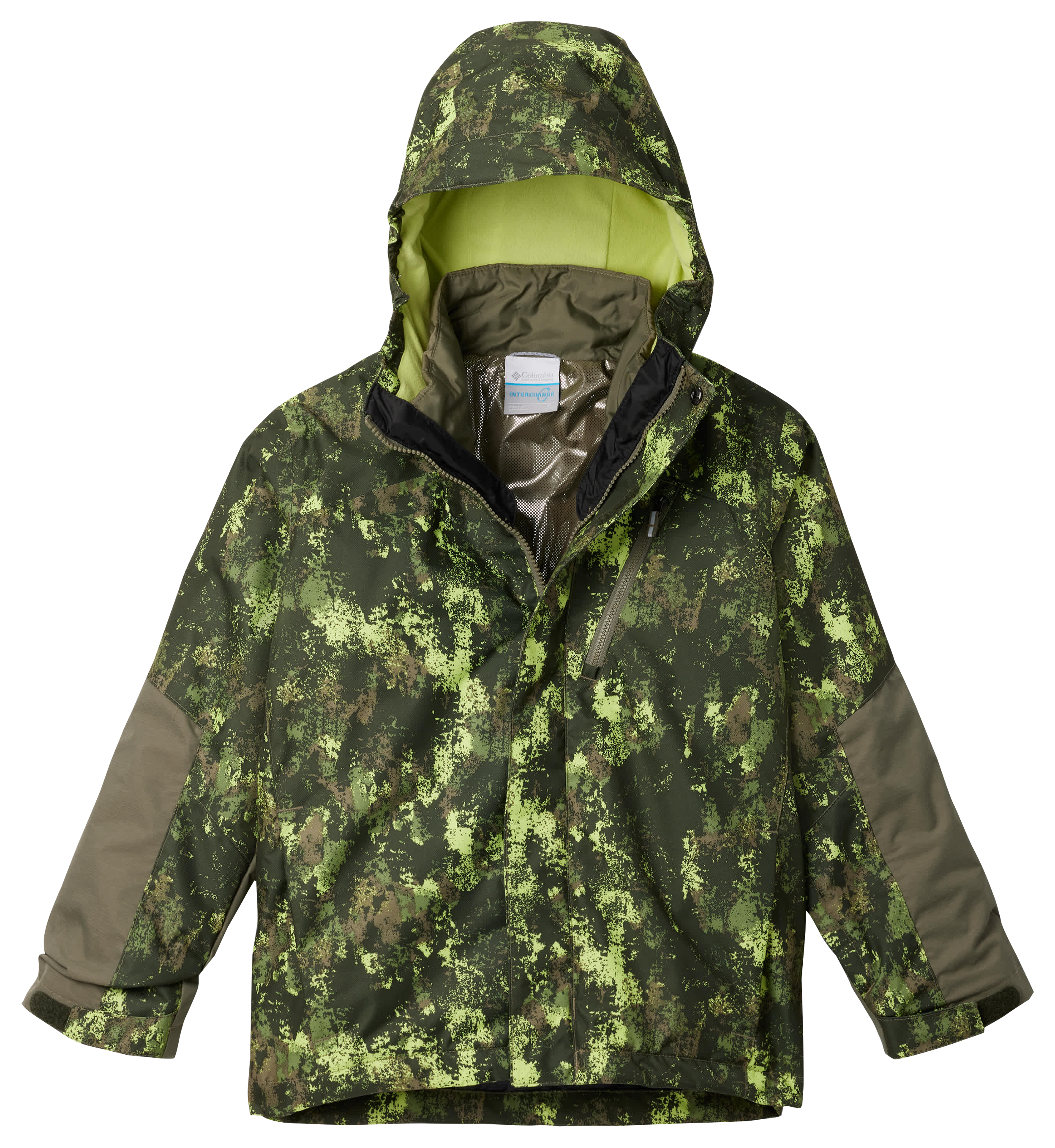 Image of Columbia Whirlibird III Printed Interchange Jacket for Kids - Stone Green Timberwild/Stone Green - S