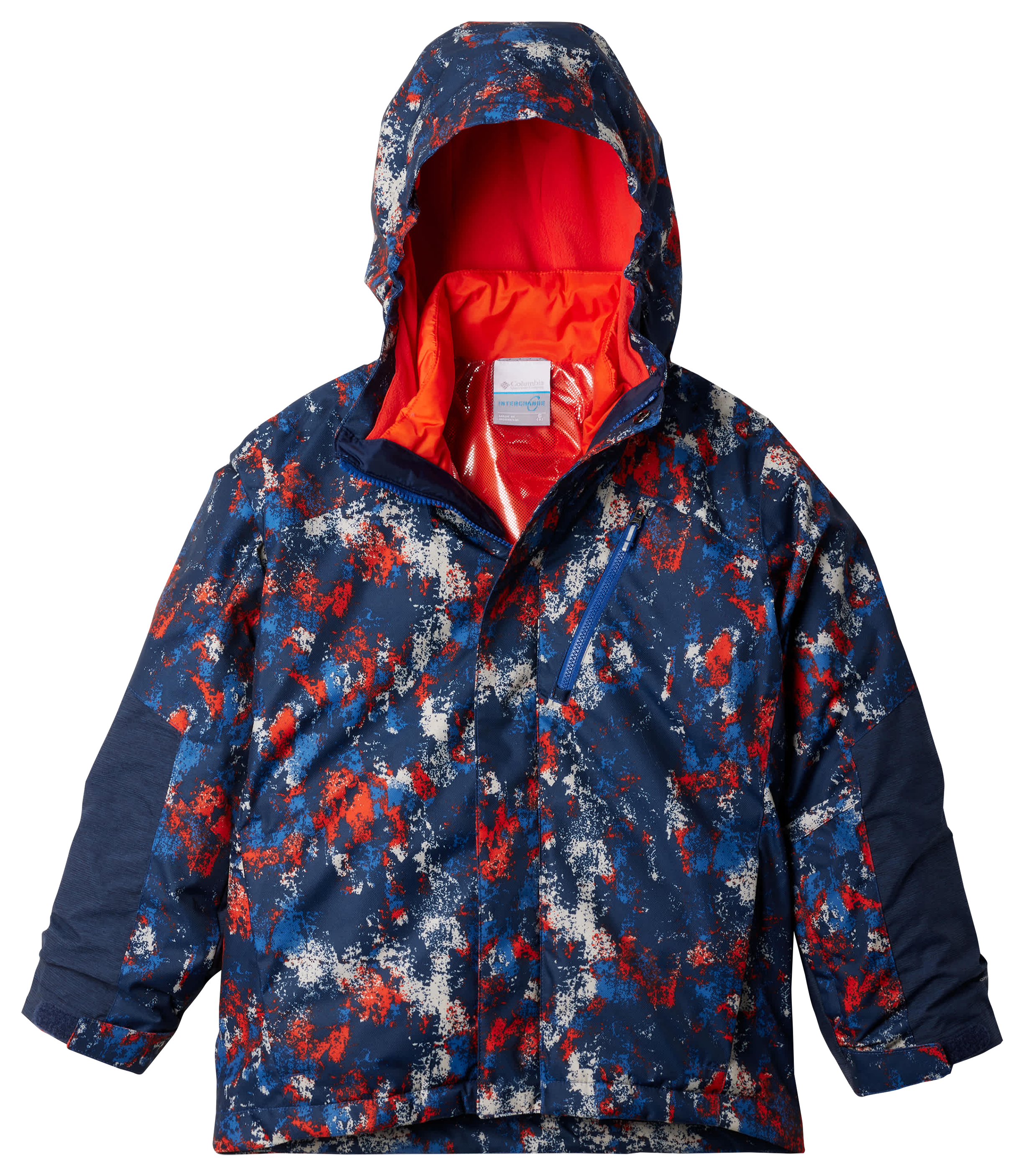 Image of Columbia Whirlibird III Printed Interchange Jacket for Kids - Mountain Blue Timberwild/Spicy - XS