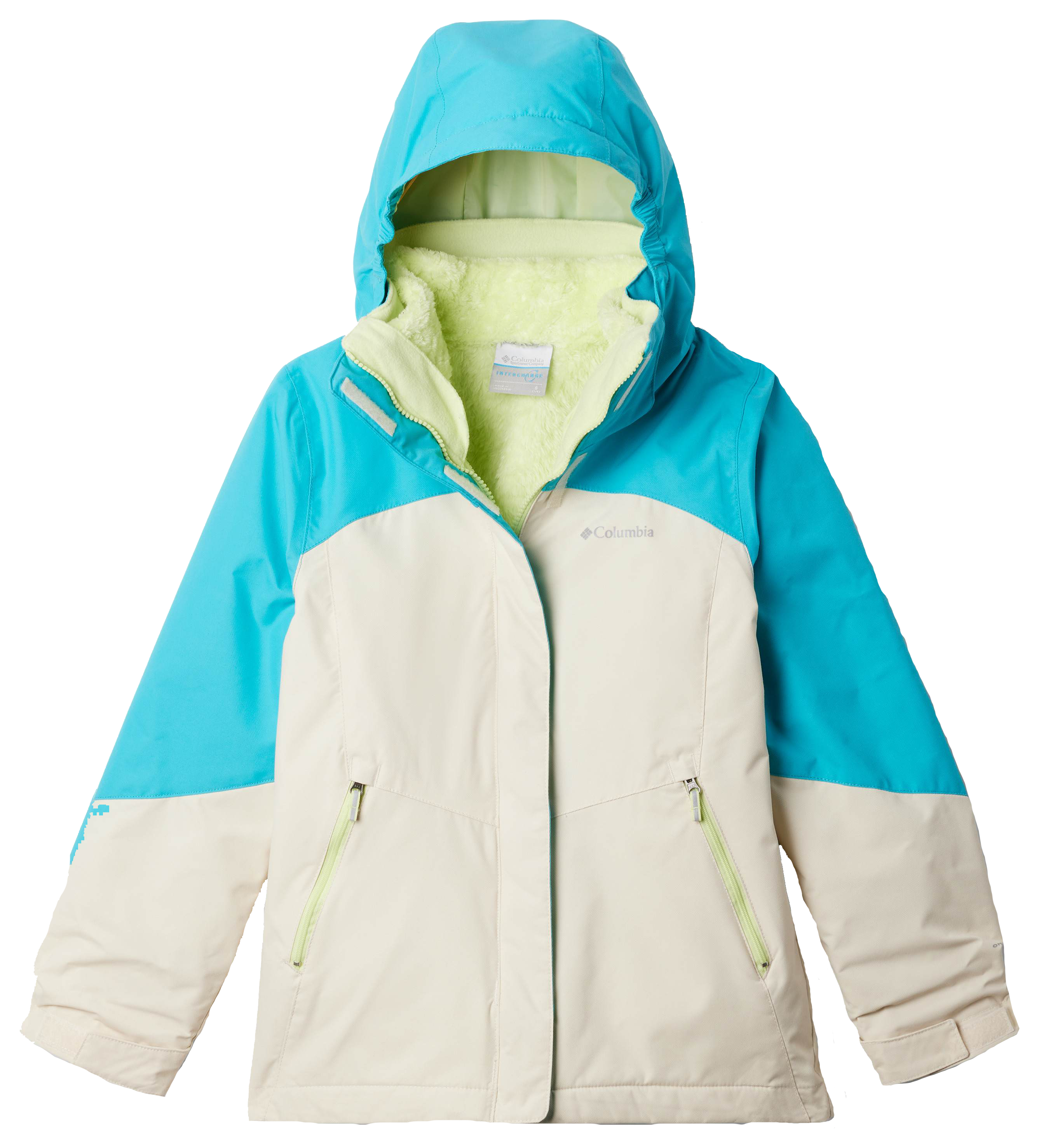 Image of Columbia Bugaboo III Fleece Interchange Jacket for Girls - Chalk/Geyser/Spring Yellow - XS