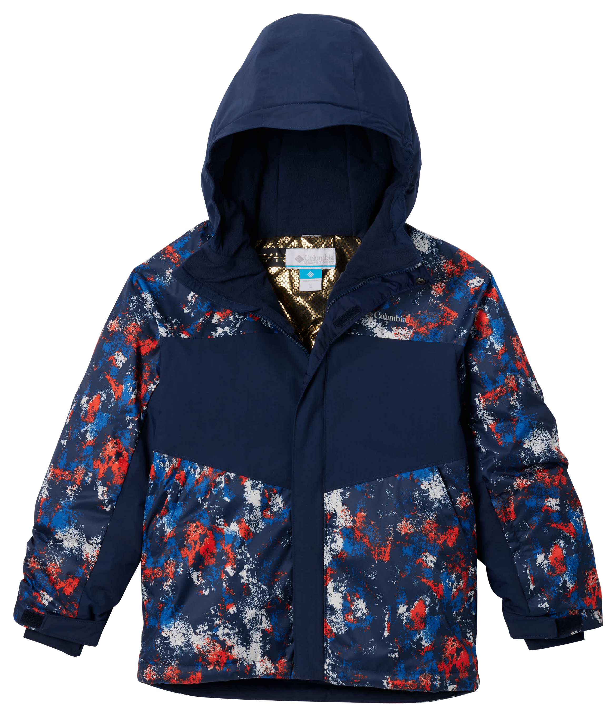 Image of Columbia Mighty Mogul III Printed Jacket for Kids - Mountain Blue Timberwild/Collegiate Navy - XL