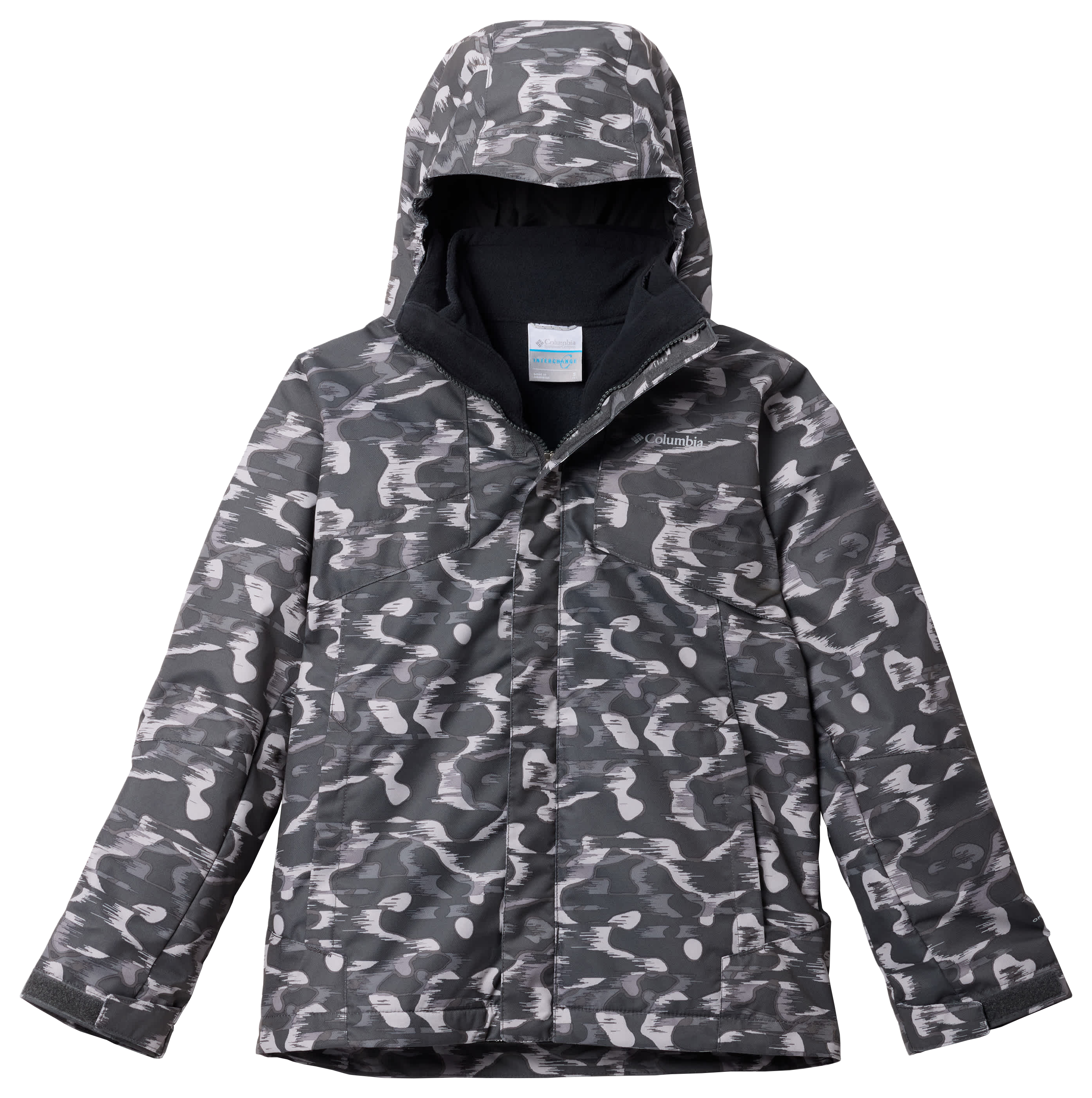 Image of Columbia Bugaboo III Printed Fleece Interchange Jacket for Kids - Shark Barkblur/Black - M