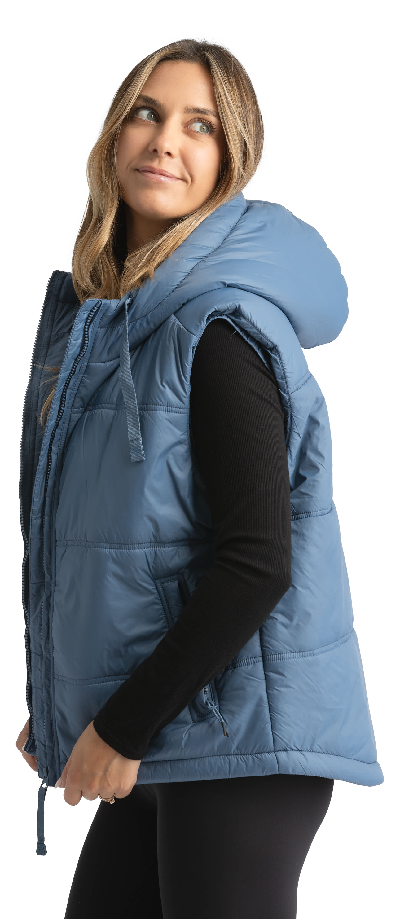 Image of LIV Outdoor Daphne Super Soft Full-Zip Hooded Puffer Vest for Ladies - Copen Blue - M