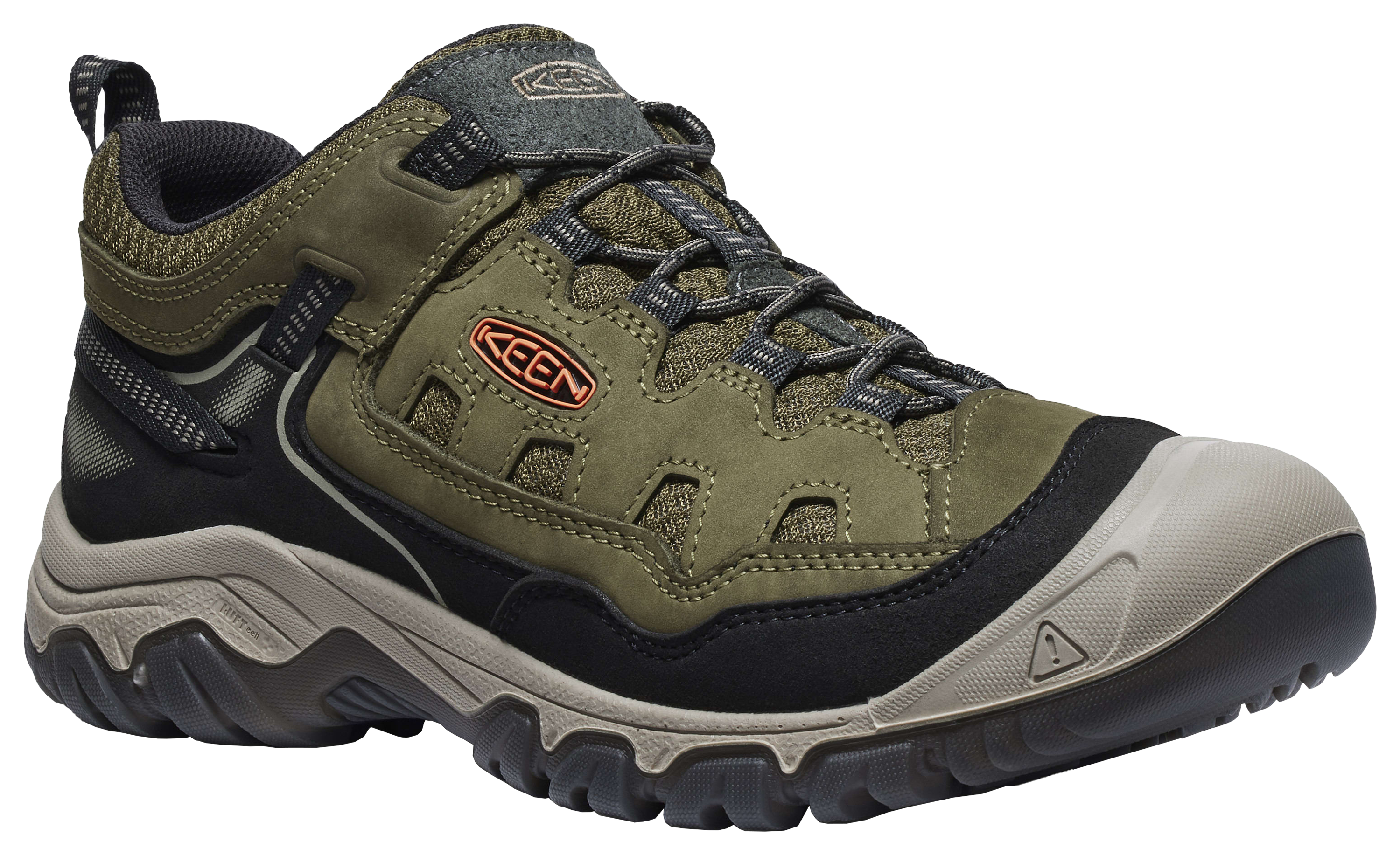 Image of KEEN Targhee IV Vented Hiking Shoes for Men - Dark Olive/Gold Flame - 9.5M