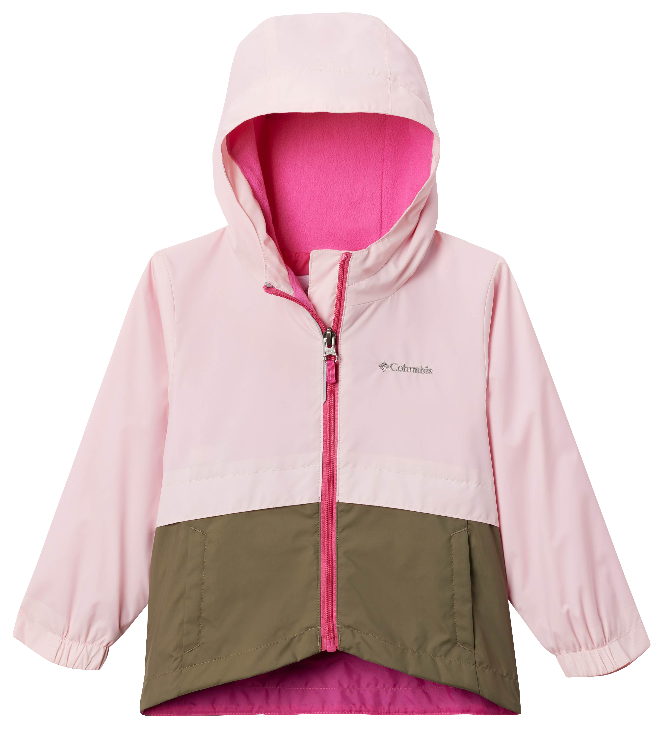 Image of Columbia Rain-Zilla II Jacket for Girls - Satin Pink/Stone Green - L