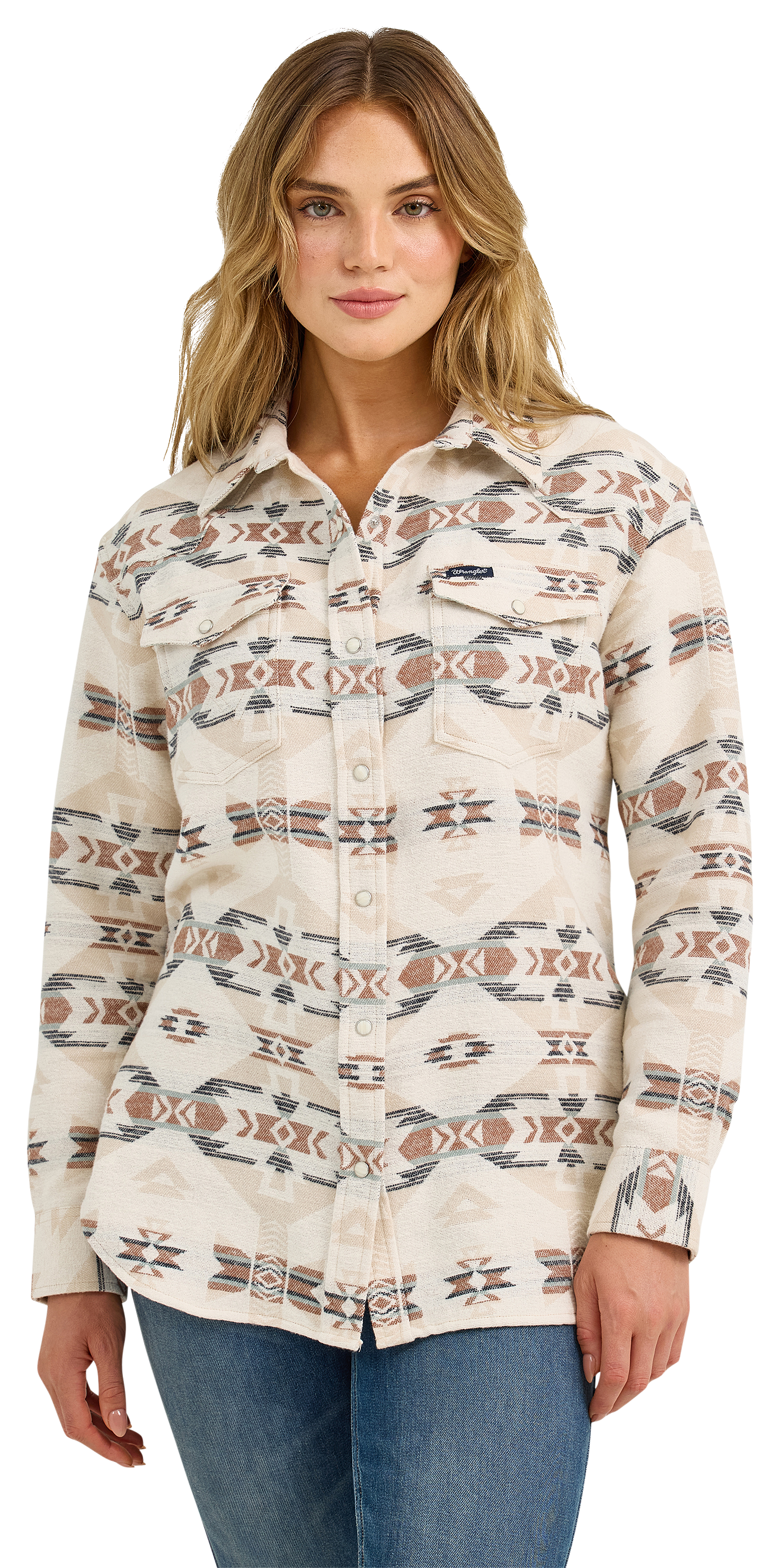 Image of Wrangler Retro Unlined Boyfriend Shacket for Ladies - Cream Multi - L