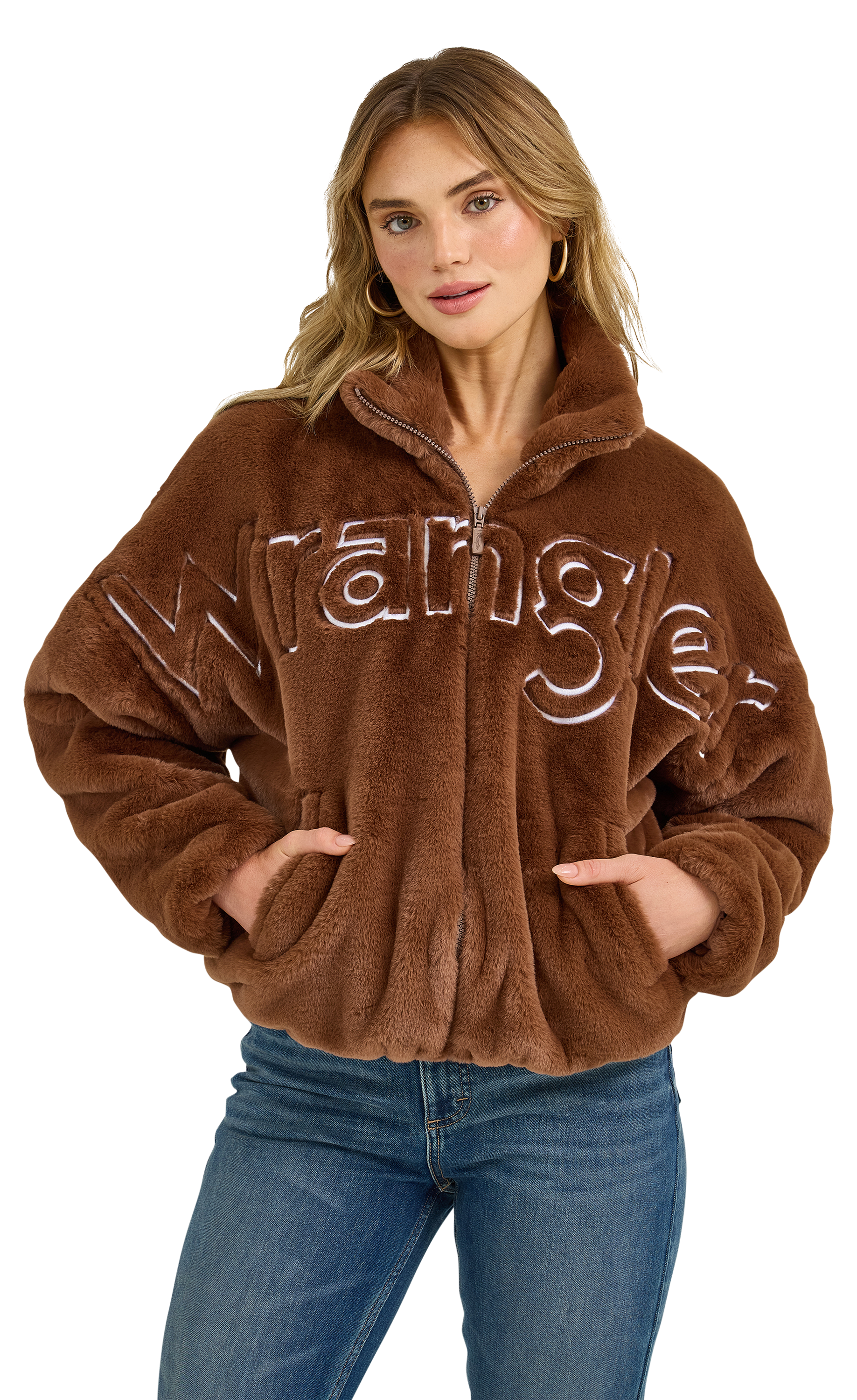 WRANGLER Retro Logo Fuzzy Full-Zip Jacket