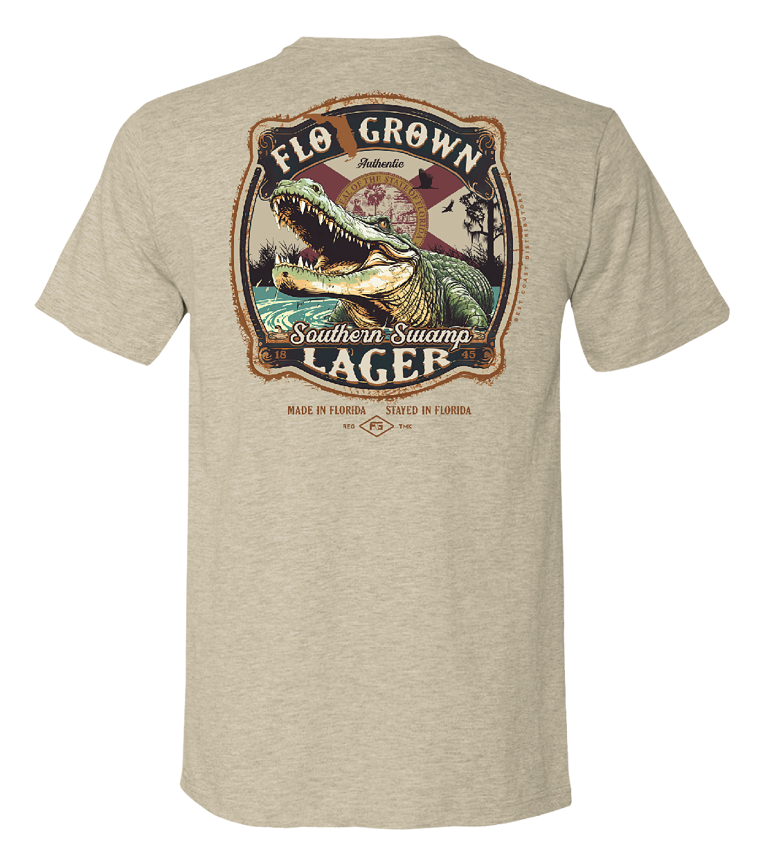 Image of FloGrown Southern Swamp Lager Short-Sleeve T-Shirt for Men - Latte