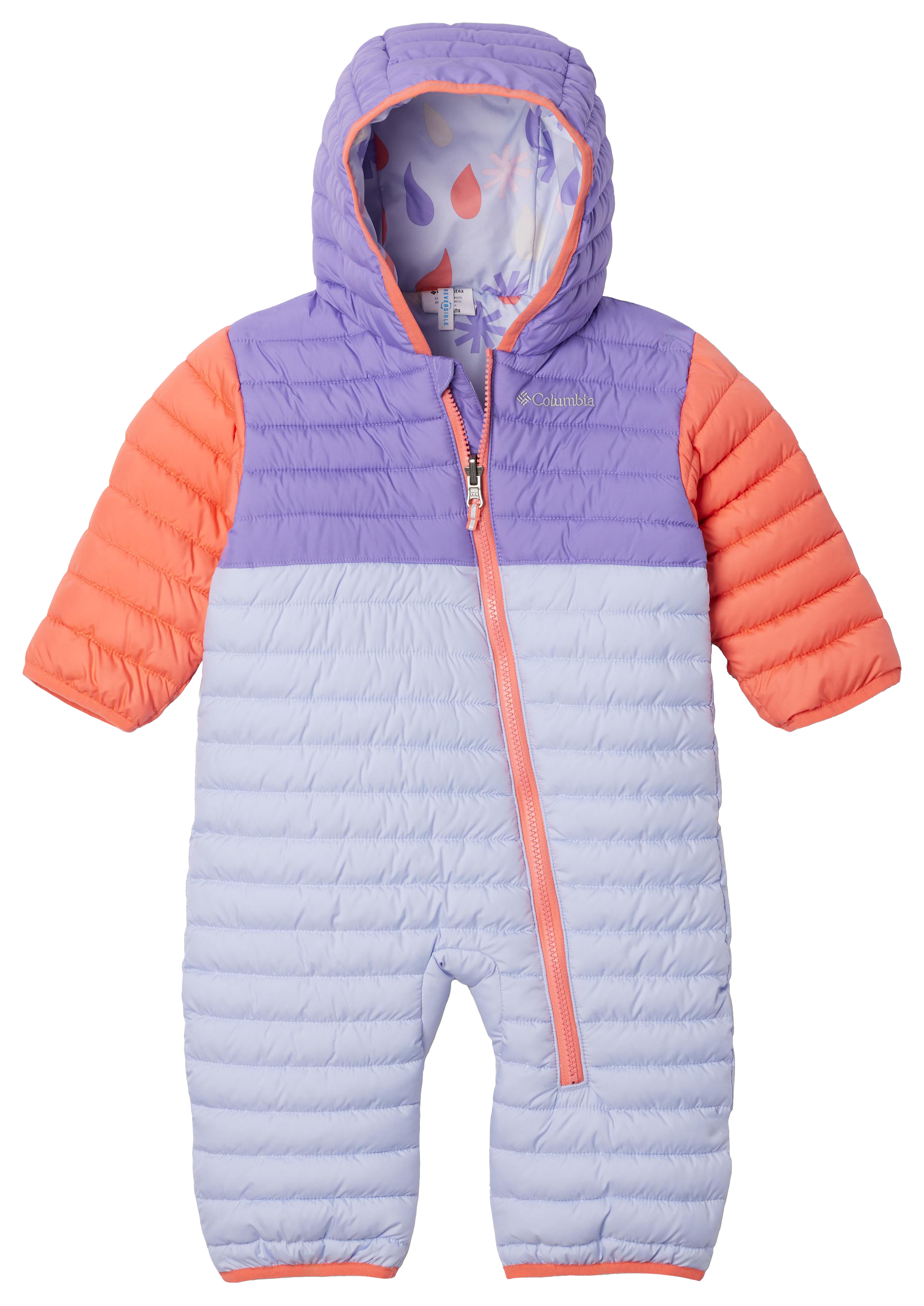 Image of Columbia Powder Lite II Reversible Bunting for Babies - Snowdrift/Paisley Purple/Hot Coral - 18-24 Months