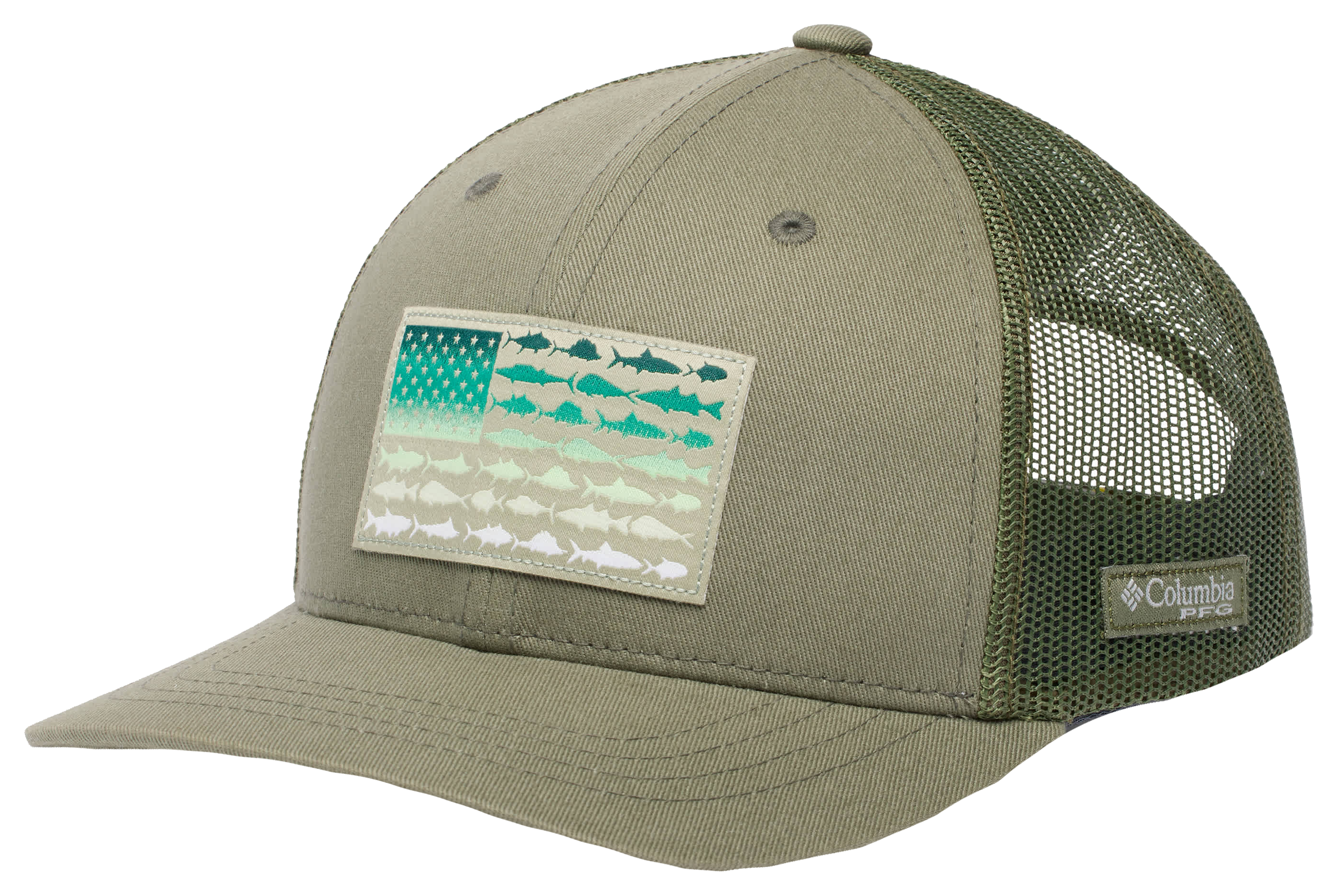 Image of Columbia PFG Fish Flag Snapback Cap for Kids - Cypress