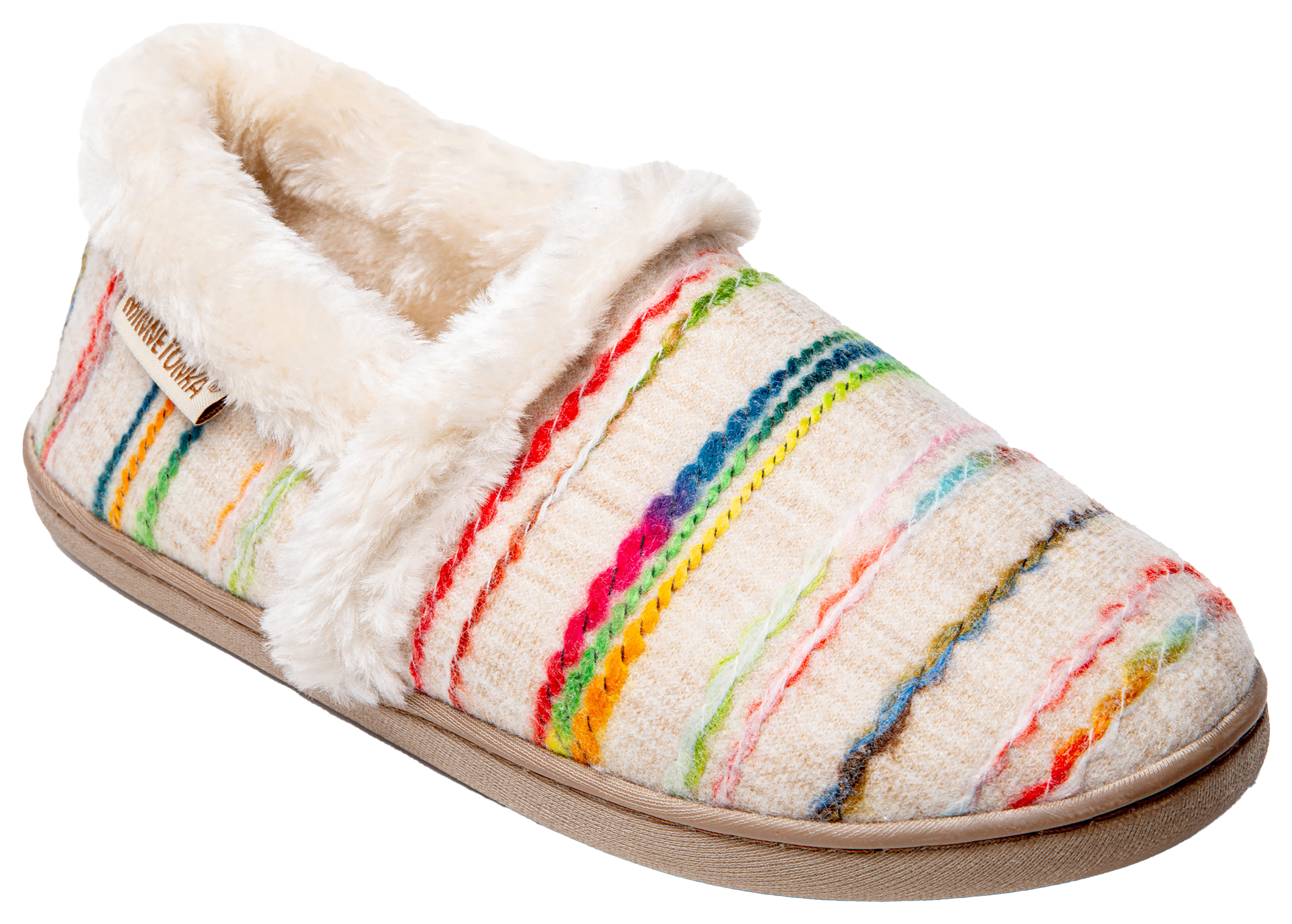 Image of "Minnetonka Moccasin Dina Slippers for Ladies - Cream Multi "