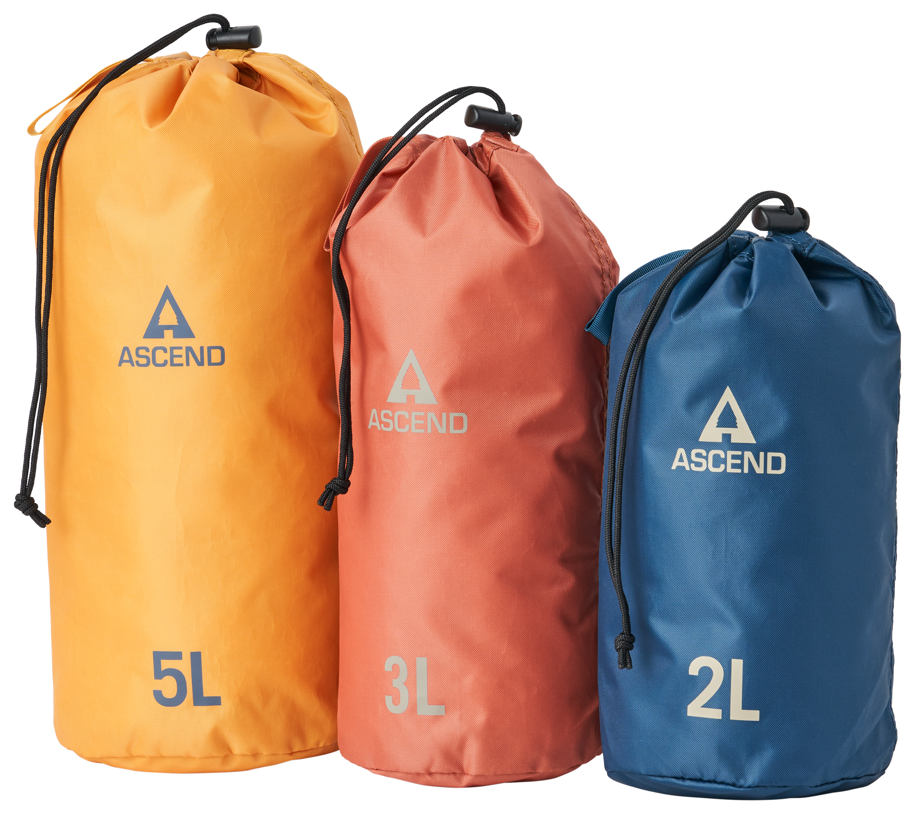 Image of Ascend Stuff Sack 3-Pack - Blue/Red/Yellow