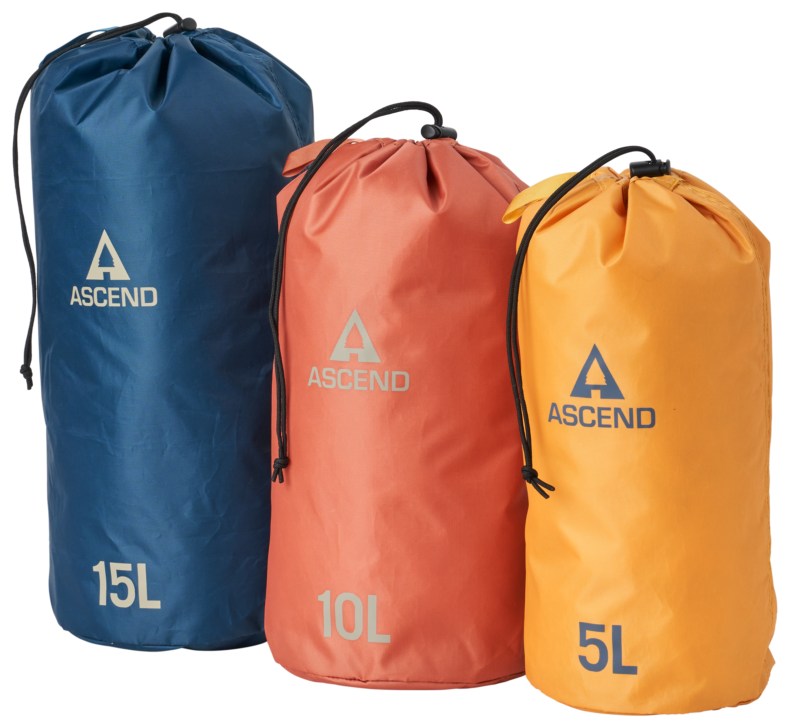 Image of Ascend Large Stuff Sack 3-Pack - Yellow/Red/Blue