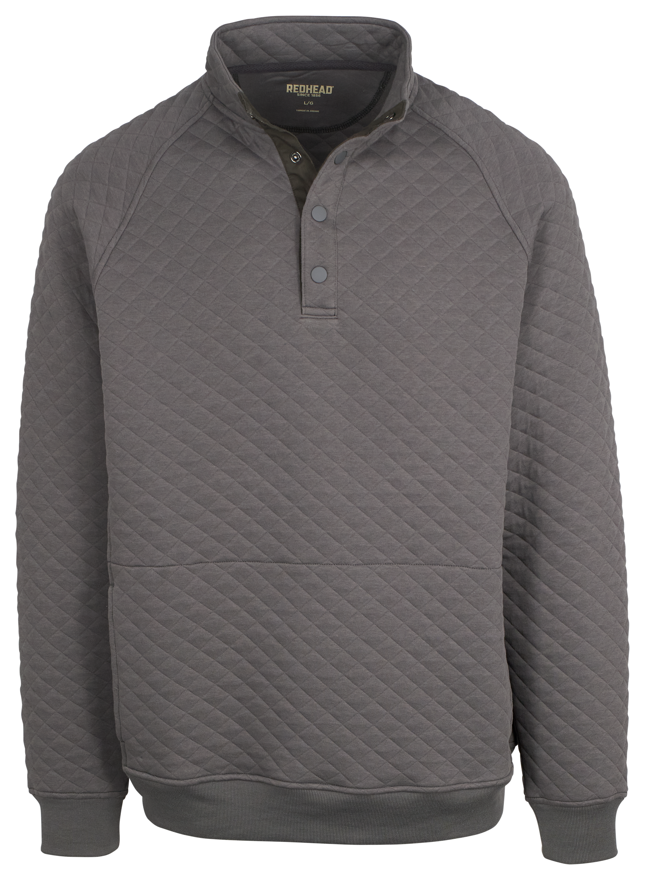 Image of RedHead Quilted Snap Long-Sleeve Pullover for Men - Granite