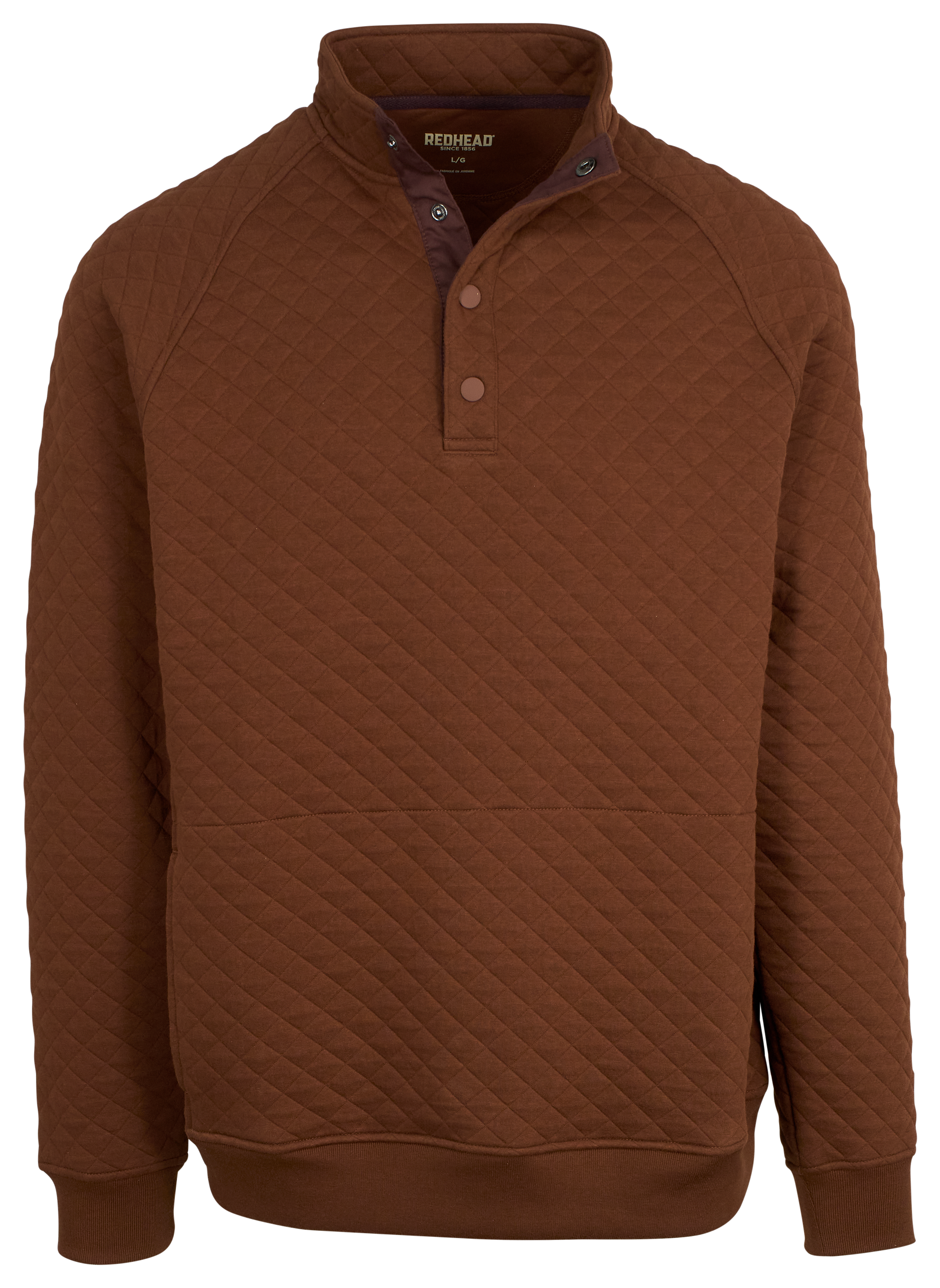 Image of RedHead Quilted Snap Long-Sleeve Pullover for Men - Cocoa
