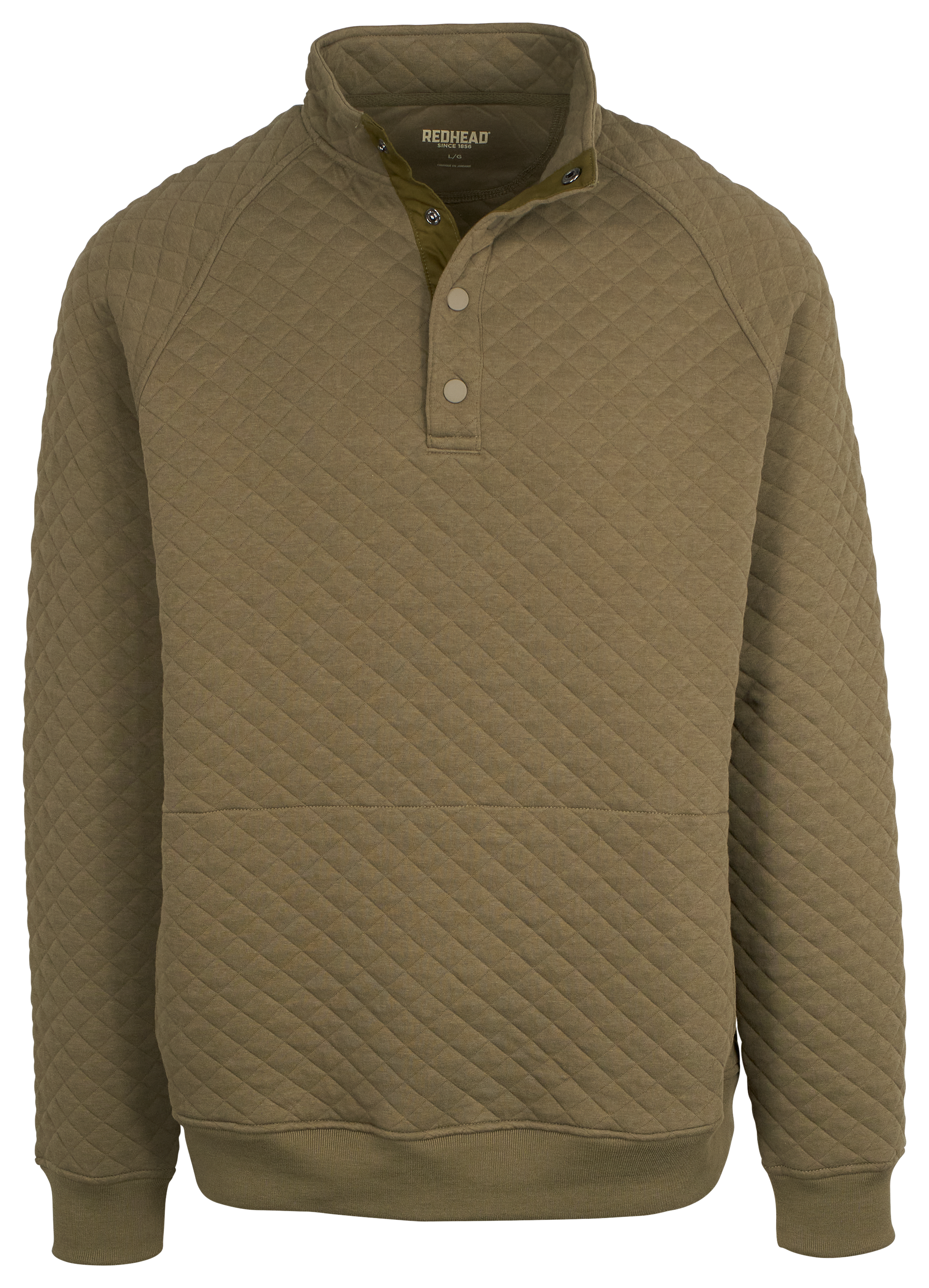 Image of RedHead Quilted Snap Long-Sleeve Pullover for Men - Dusky Green