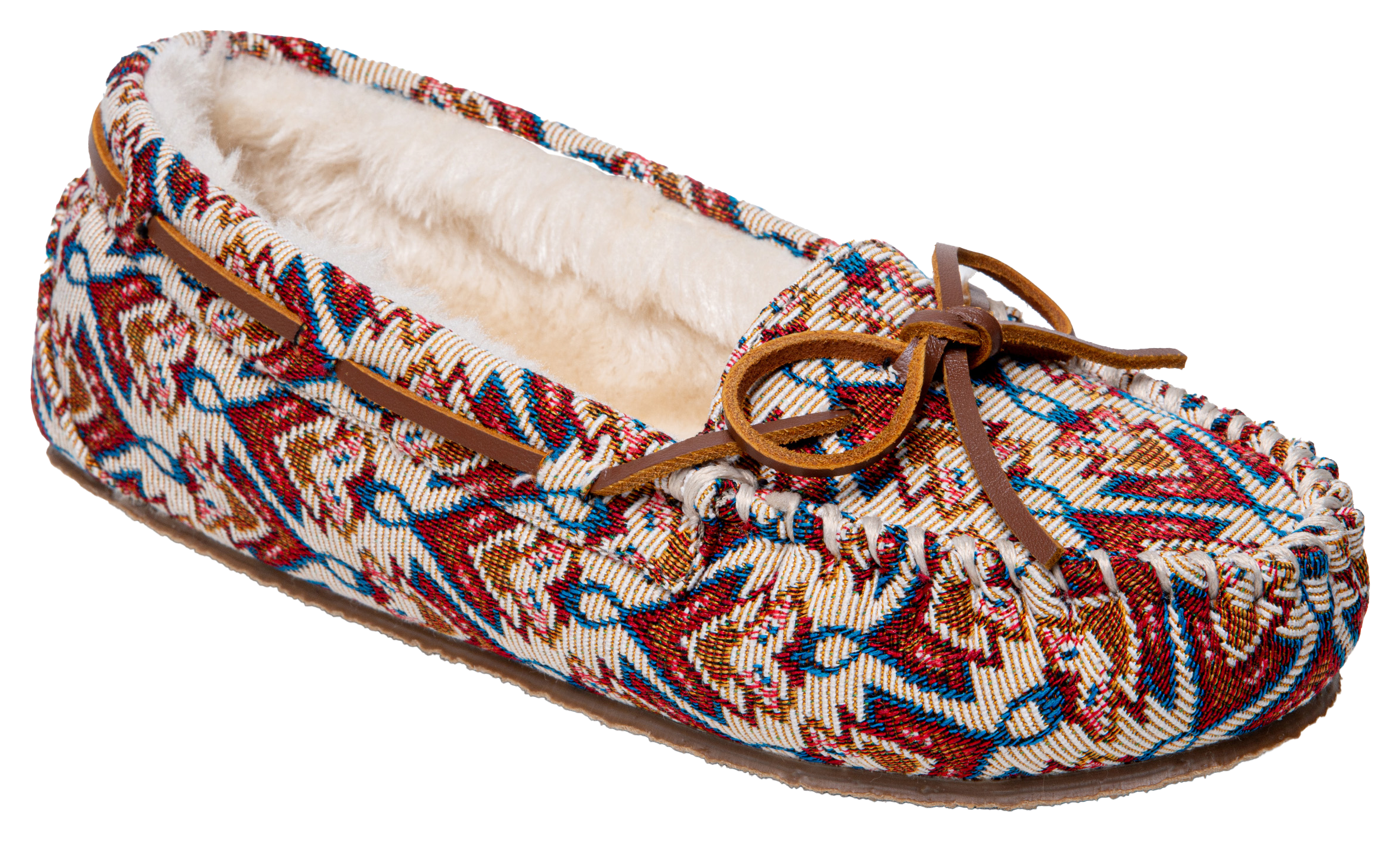 Image of Minnetonka Moccasin Cally Moccasin Slippers for Ladies - Cream Minookamii