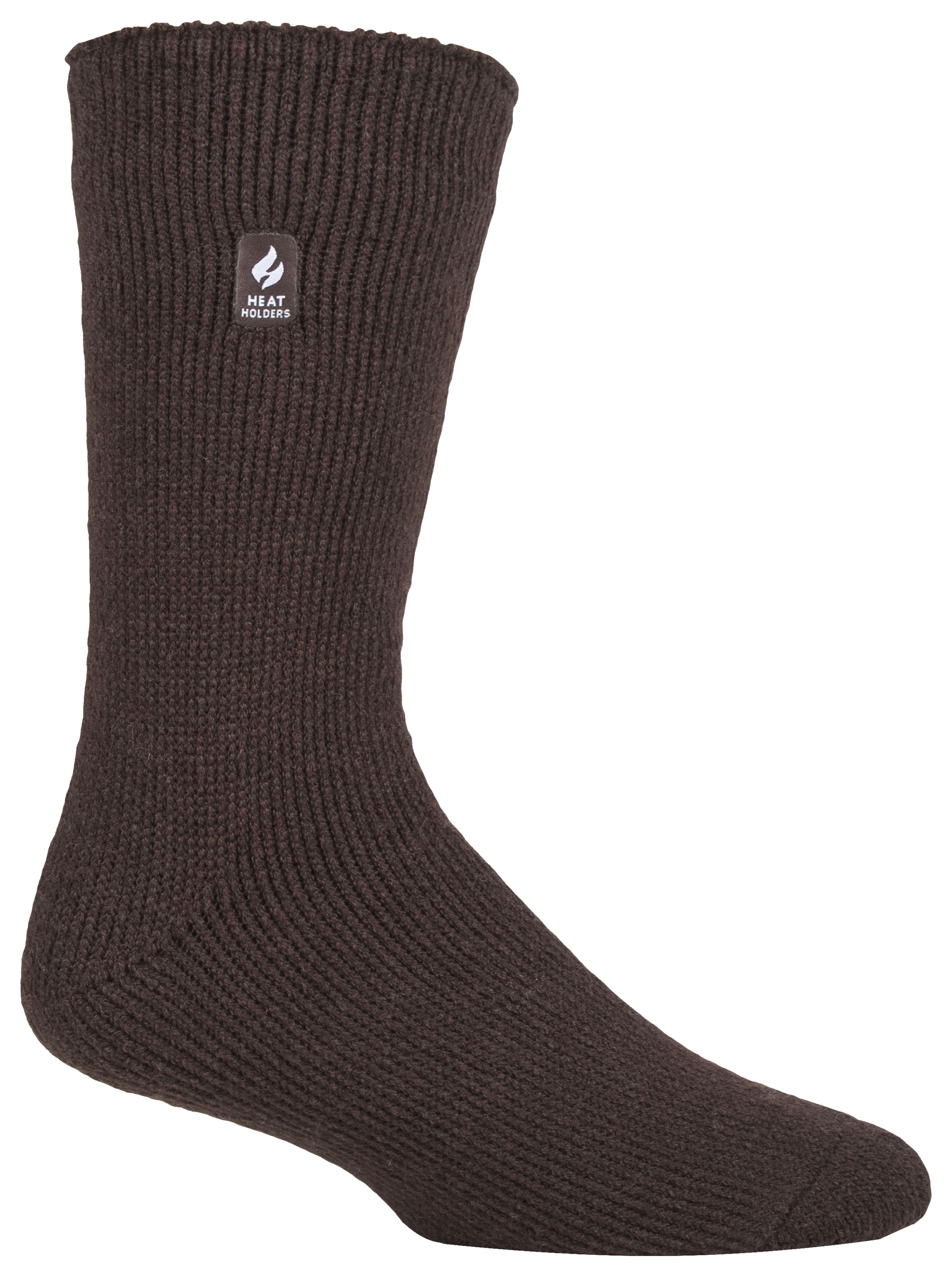 Image of Heat Holders Big and Tall Joshua Solid Crew Socks for Men - Brown