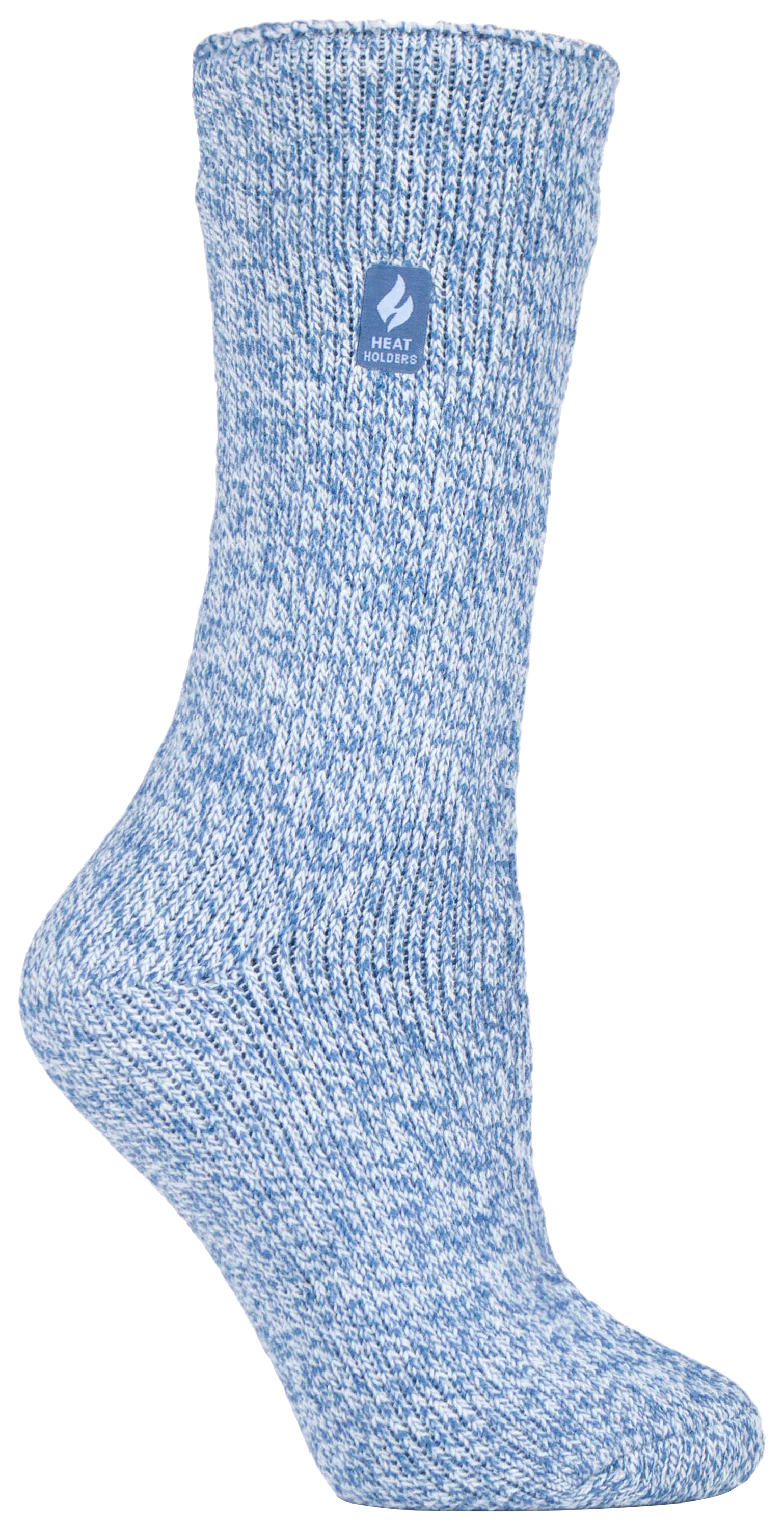 Image of Heat Holders Primrose Twist Crew Socks for Ladies - Denim/Cream - 8-13